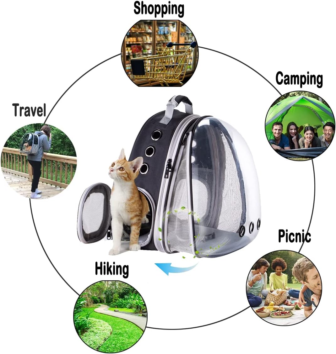 WEVONIGU Front Expandable Cat Backpack Carrier,Fit up to 16 lbs,Pet Carrier Backpack,Space Capsule Astronaut Bubble Window Bag,Cats and Puppies,Airline-Approved,Designed for Travel,Hiking,Walking