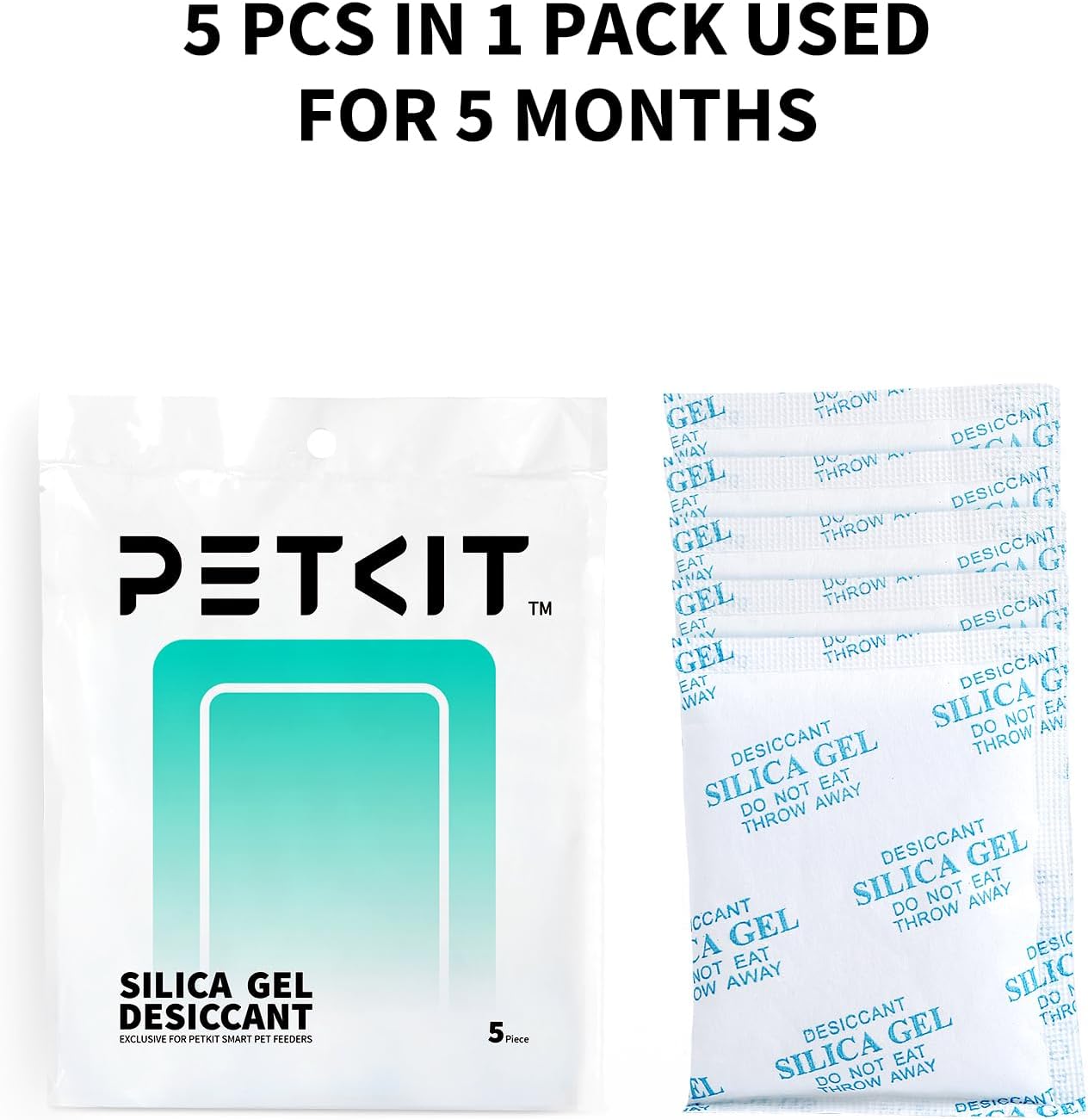 PETKIT Replaced Desiccant Bags for All Automatic Cat Dog Feeders -5 Packs, Pet Feeder Replaced Desiccant, Fresh Keeping