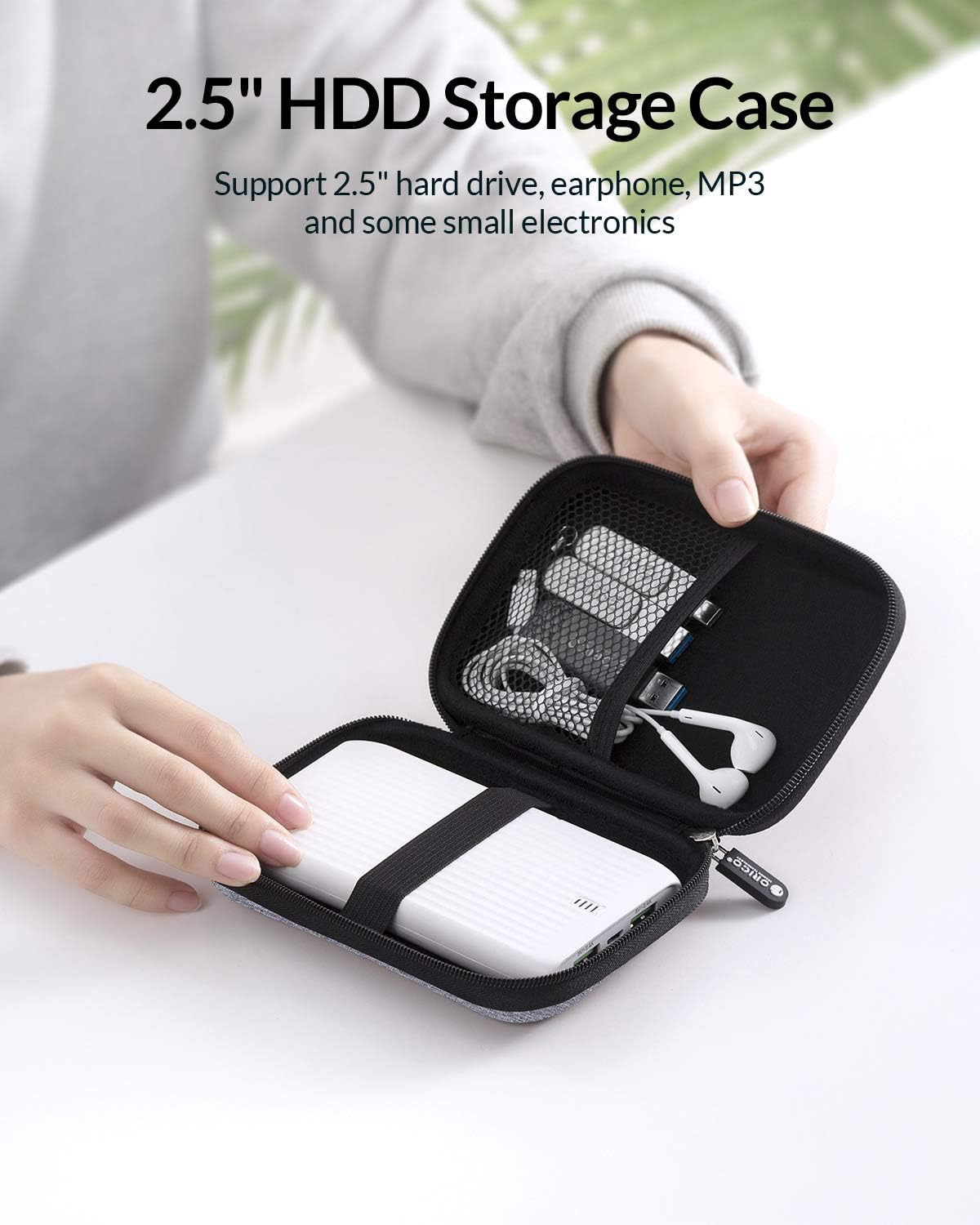 ORICO 5 Pack External Hard Drive Case 2.5 Inch Shockproof Hard Drive Bag Travel Electronics Organizer Carry Case for WD, Toshiba, Seagate, Samsung, Hitachi Hard Drive and Accessories like SD Card, USB Cable, Power Bank, Earphone, Black