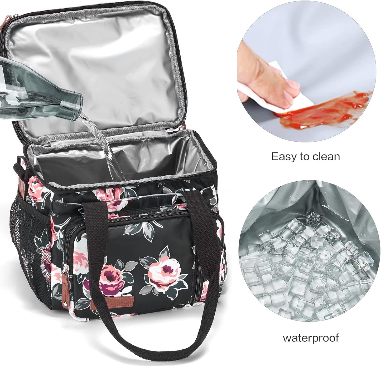 Lunch Bag Women Insulated Lunch Box for Work, Purple Expandable Large Lunch Bags, Leakproof Double Deck Lunch Box Cooler Bag(Purple)