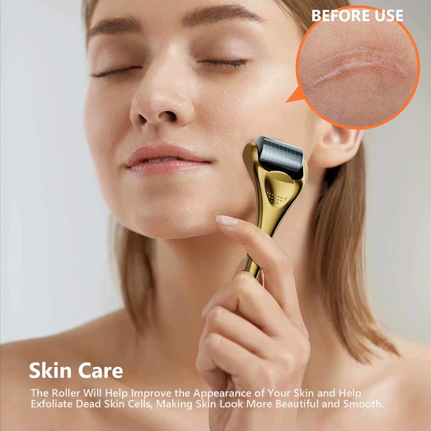 Derma Roller 1MM Microneedling Roller for Women and Men 540 Titanium Derma Roller for Hair and Beard