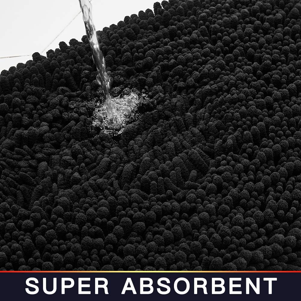 Walensee Bathroom Rug Non Slip Bath Mat (24x17 Inch Blush) Water Absorbent Super Soft Shaggy Chenille Machine Washable Dry Extra Thick Perfect Absorbant Best Small Plush Carpet for Shower Floor