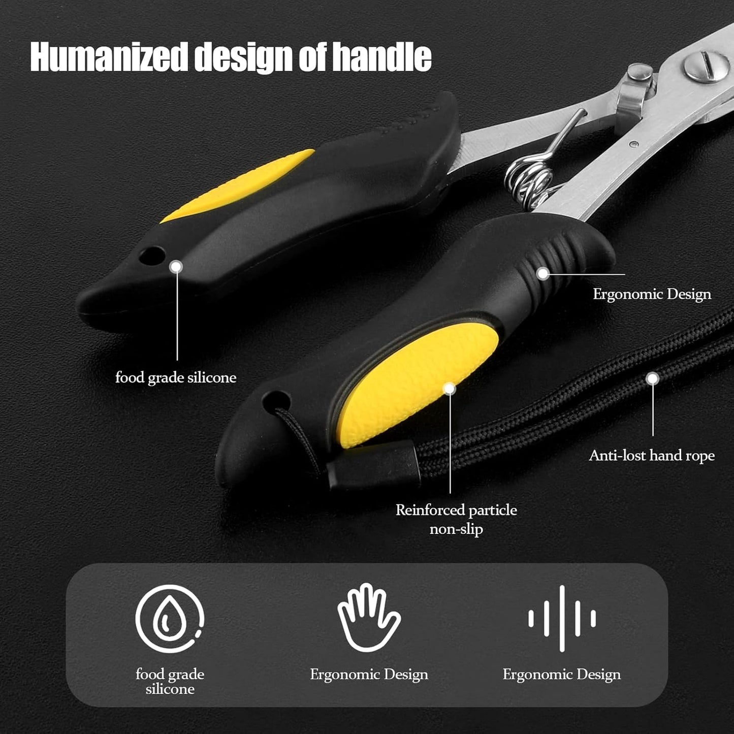 Fishing Pliers Stainless Steel Hook Remover Braid Cutter Rustproof Saltwater Split Ring Pliers Fishing Multi-Tools with Sheath and Lanyard