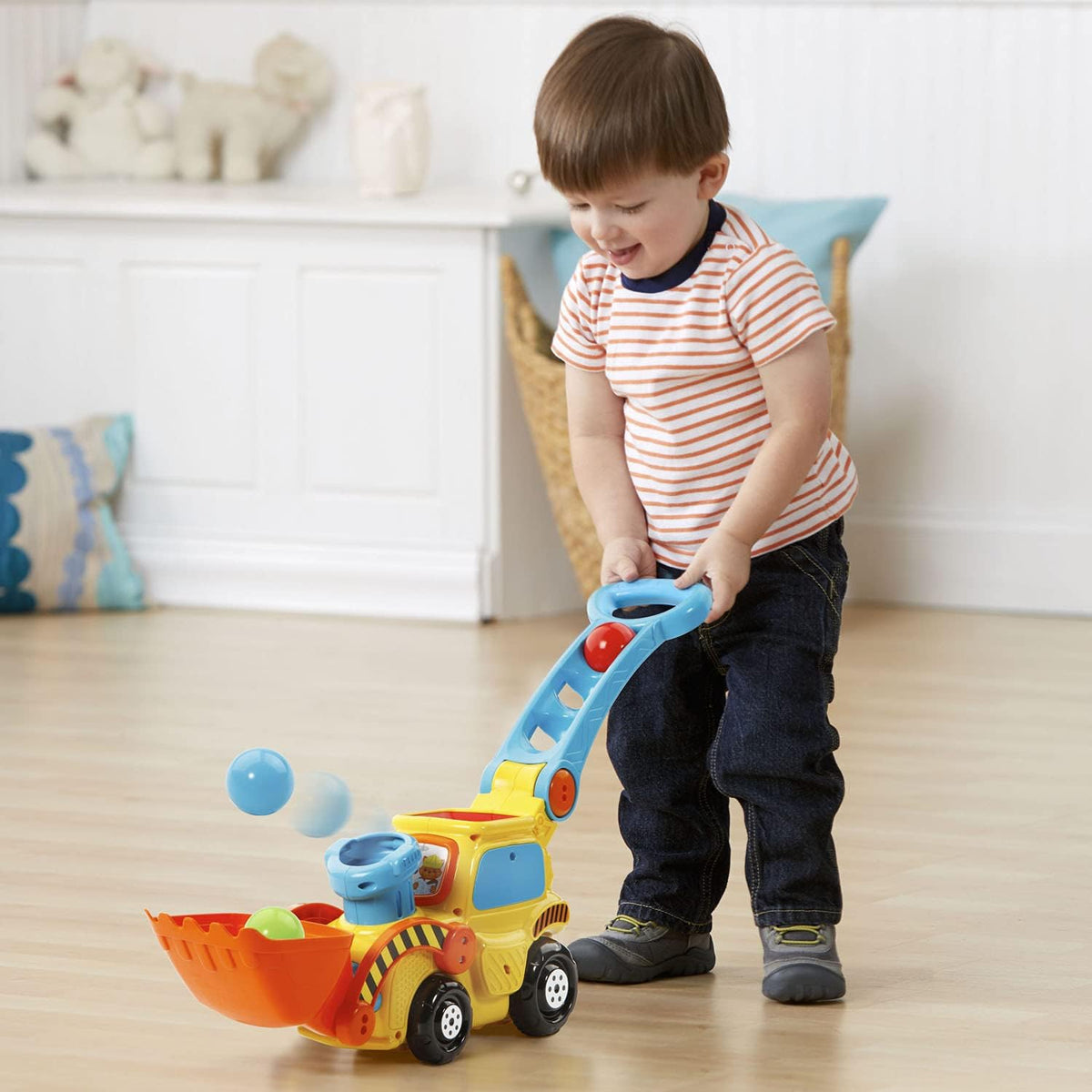 Push and Pop Bulldozer Toy | Interactive Push Toy for Toddlers | Ball Popping Construction Vehicle | Early Learning Push Toy | Motor Skill Development Toy - PuriLite