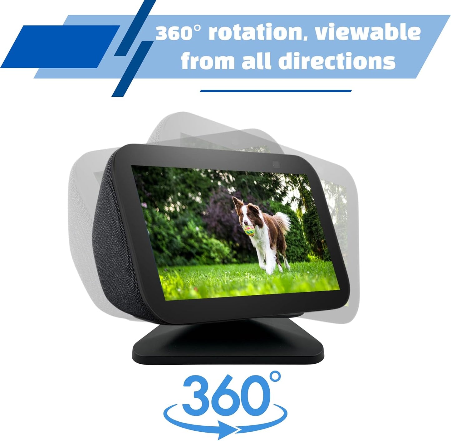 Sintron Adjustable Magnetic Stand Mount for Echo Show 5 (3rd Gen) & iPhone Models, Smart Display Stand Holder for Show 5 3rd Gen with 360 Degree Rotation, Swivel Tilt Function, Anti-Slip Base (Black)