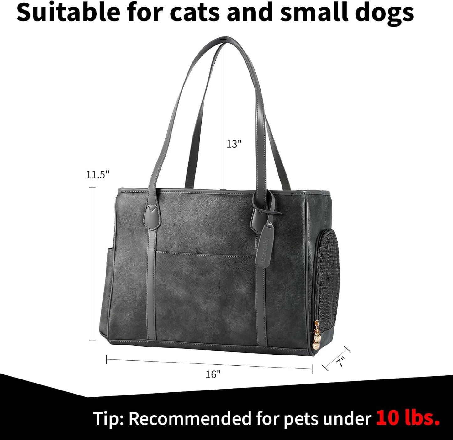 Monanller Stylish Dog Purse Carrier, Leather Pet Carrier Bag for Small Dogs Cats Puppy, Airline Approved Soft-Sided Carrier Beige