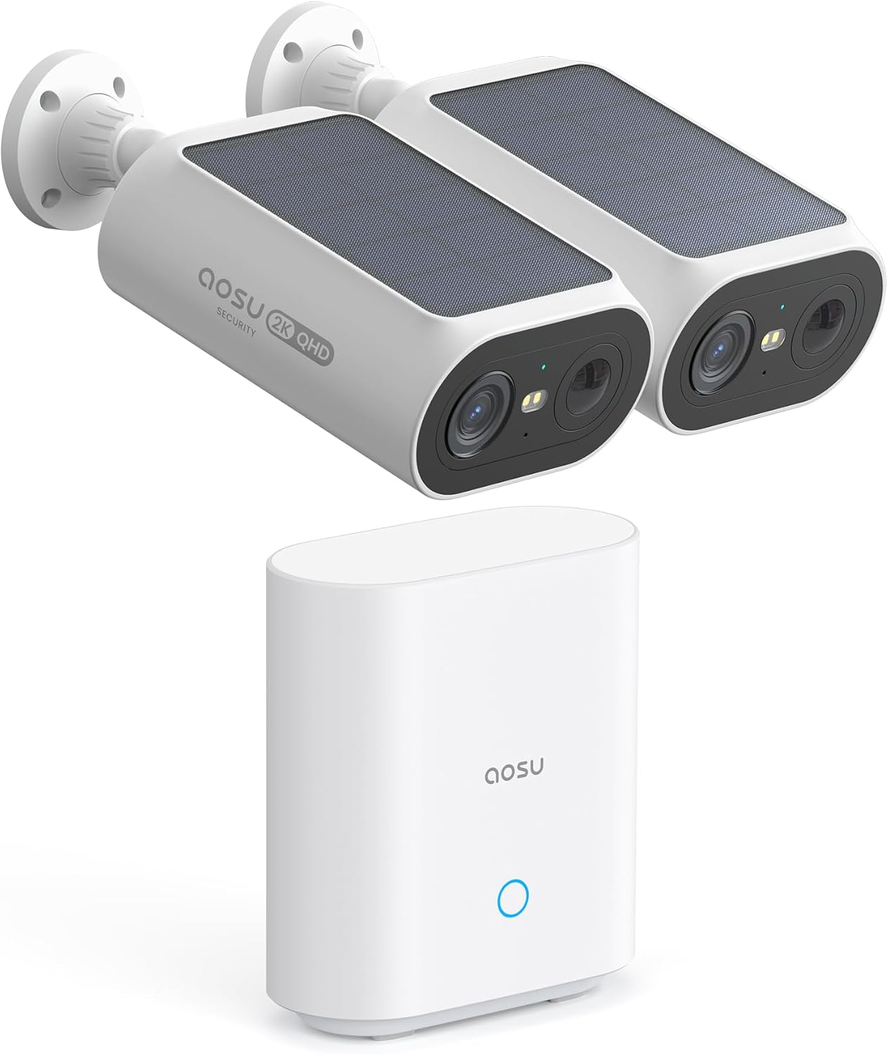 AOSU Solar Security Cameras Wireless Outdoor, 4 Cam-Kit, No Monthly Fees, Local Storage, Home Security Cameras System with Integrated Solar Panel, Easy Setup, 2K Color Night Vision, 5G & 2.4G WiFi