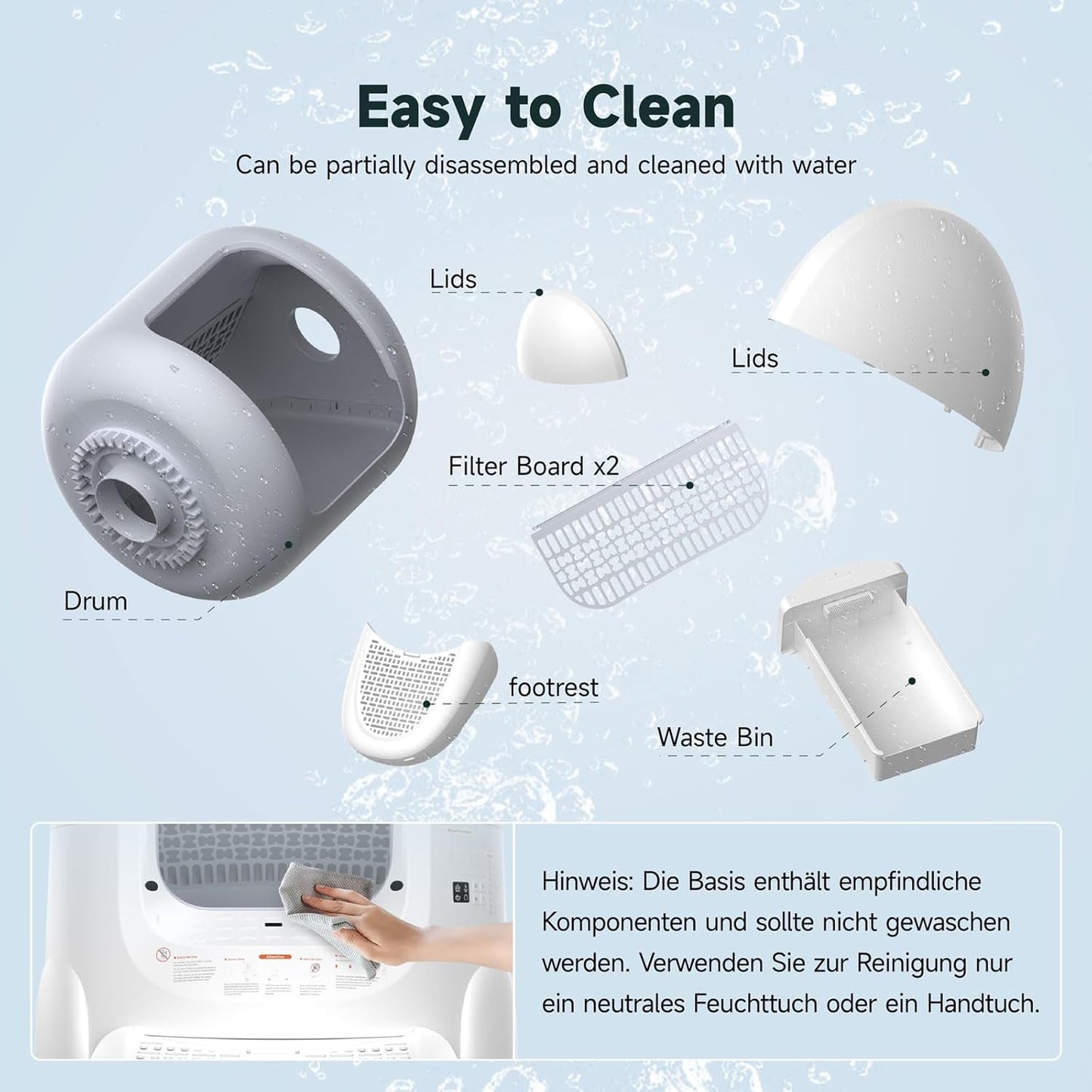 Amicura Automatic Cat Litter Box, Self Cleaning, 360-Degree Detection Smart Anti-Pinch, App Control, Odor-Proof, 65L Extra Large Open-top Cat Litter Box, Ultra Quiet Cat Toilet