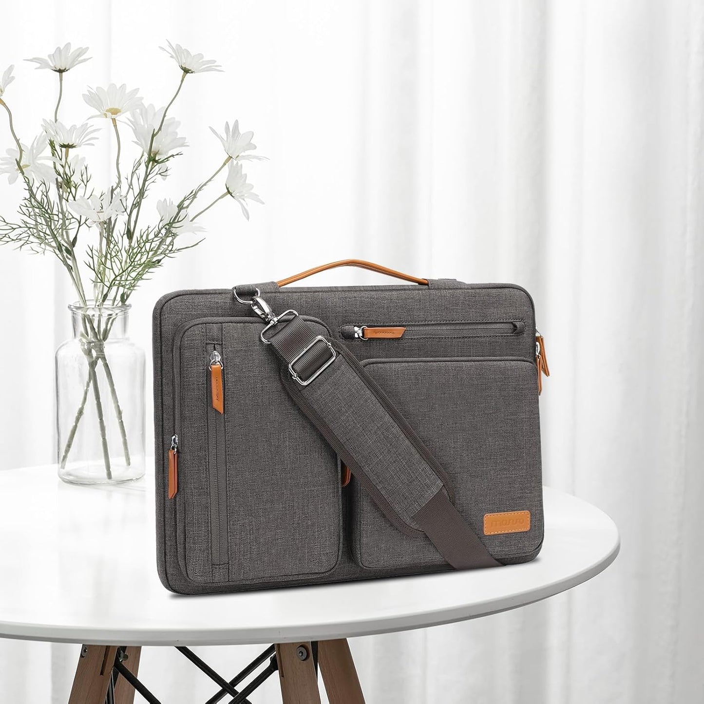 MOSISO 360 Protective Laptop Bag 13.3 inch, 13-13.3 inch Computer Shoulder Bag Compatible with MacBook Air/Pro 13/Pro 14, HP Dell ASUS, Side Open Messenger Case &4 Zipper Pockets&Handle, Black