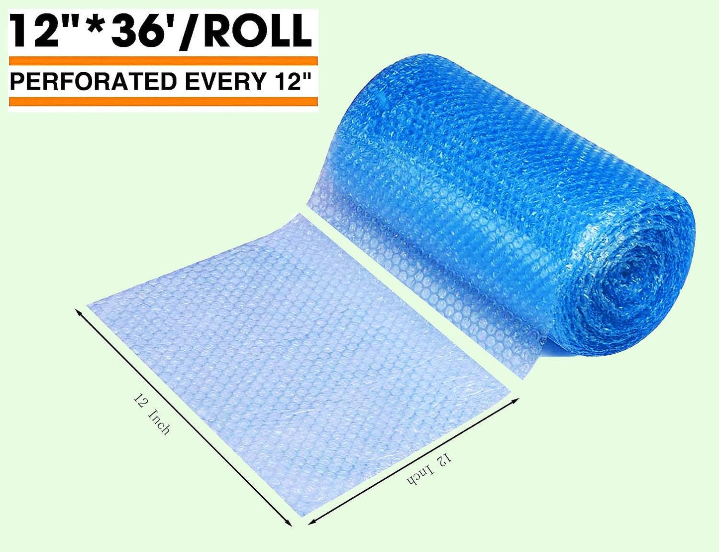 Bubble Cushioning Wrap Rolls 2-Pack,Easy to Tear Small Bubble Thicker & Durable for Packing Delivering & Moving Perforated every 12in 12 Inchx72 Feet Total (white),MR011902