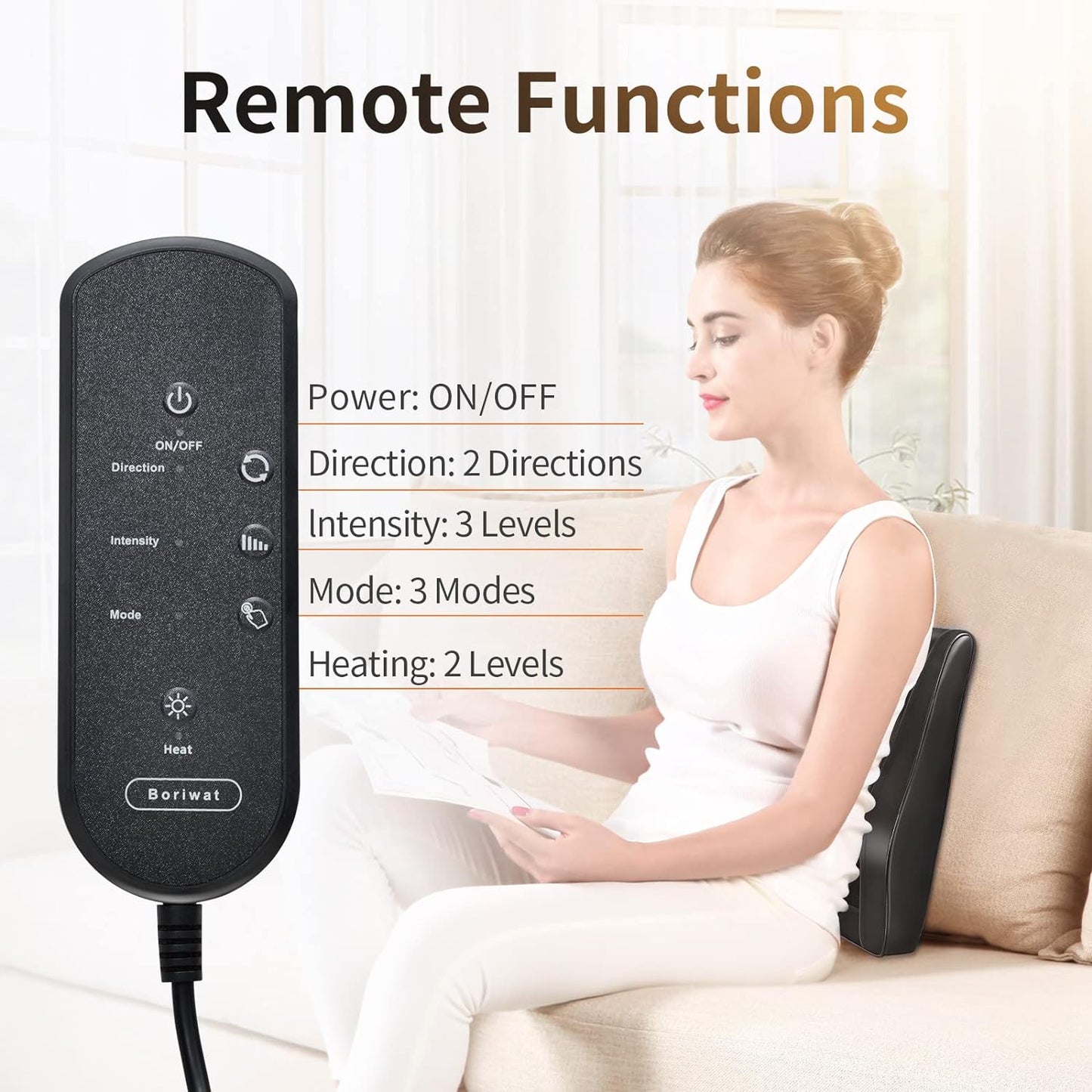 Boriwat Back Massager Neck Shoulder Massager with Heat, Shiatsu Massage Pillow for Pain Relief, Masseur for Neck, Back, Shoulder and Leg, Gifts for Men Women Mom Dad, Stress Relax at Home and Office