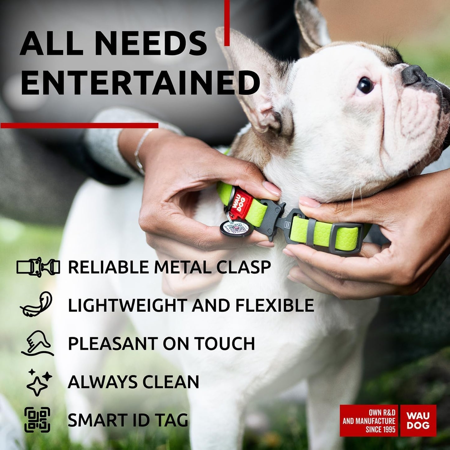 Waterproof Dog Collar - Adjustable Glow Dog Collar for Large Dogs, Small and Medium Dogs - Heavy Duty Dog Collars with Durable Metal Clasp and QR Dog Tag - Glow in The Dark Dog Collars