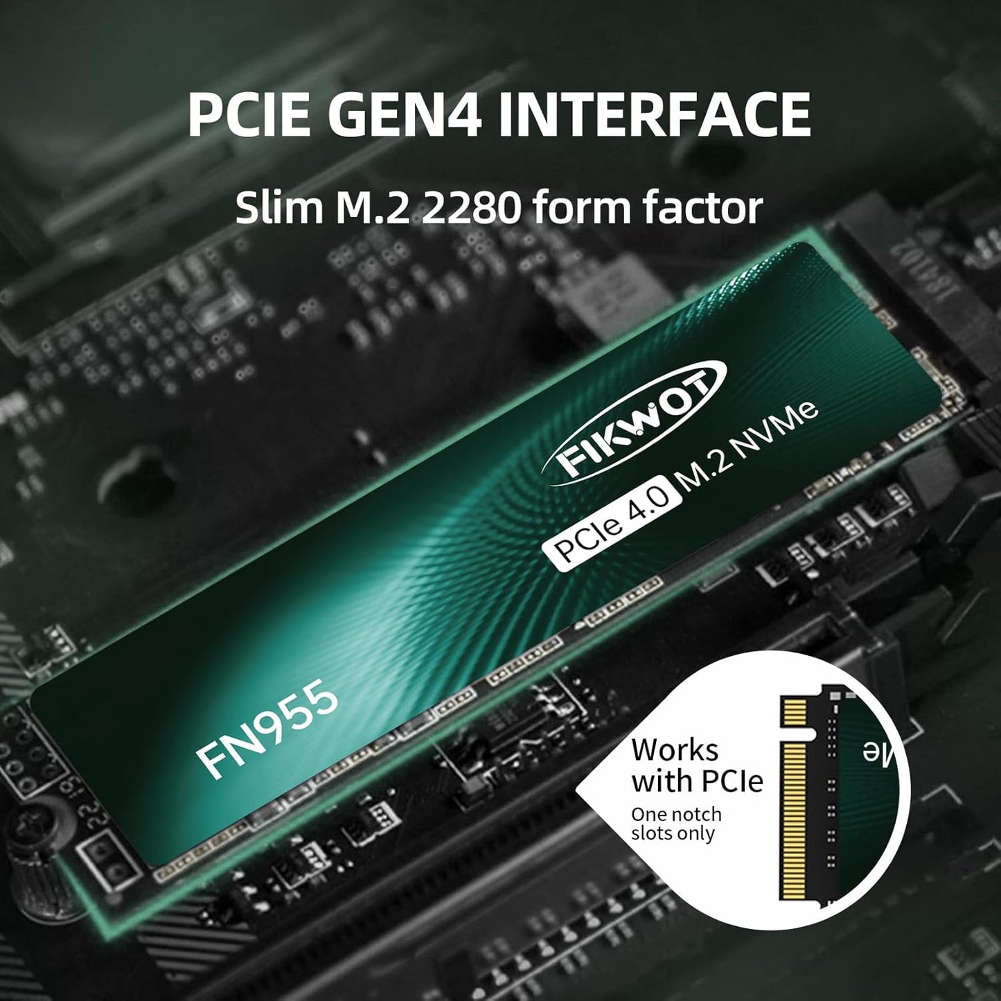 Fikwot FN970 2TB M.2 2280 PCIe Gen4 x4 NVMe 1.4 Internal Solid State Drive with Heatsink - Speeds up to 7,400MB/s, Configure DRAM Cache, Compatible PS5 Internal SSD
