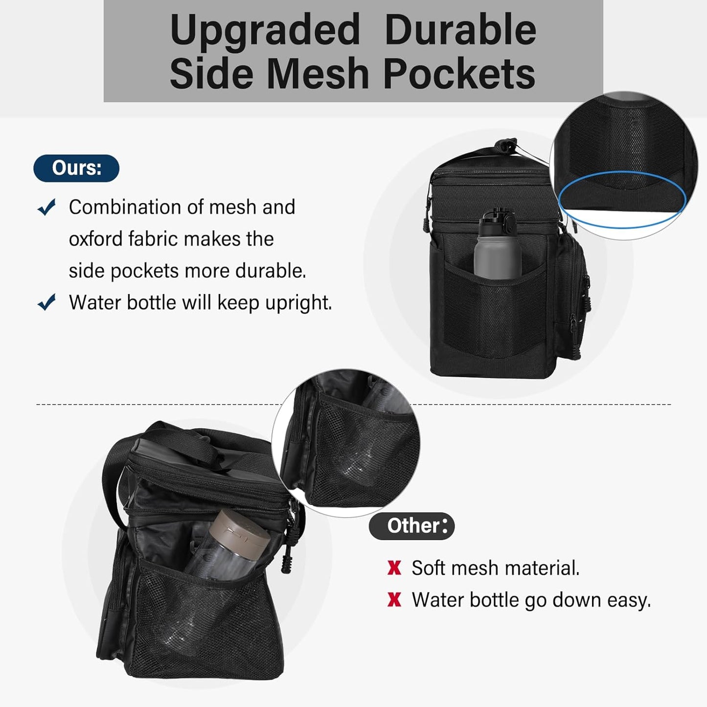Lunch Box Cooler Bag - Insulated Tactical Lunchbox for Men - XLarge Lunch Pail Lunch Kit for Adults Work Outdoor Shifts Trips Black Camo 25L