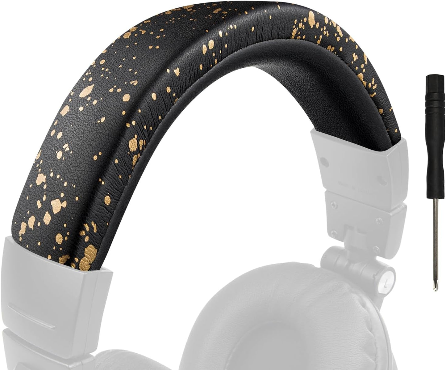 SOULWIT Protein Leather Headband Cover for Audio Technica ATH M50, M50X, M50XWH, M50XBT, M50XBT2, M50S/LE, M50xSTS Headphones, Replacement Headstrap Pad Repair Part (Black)