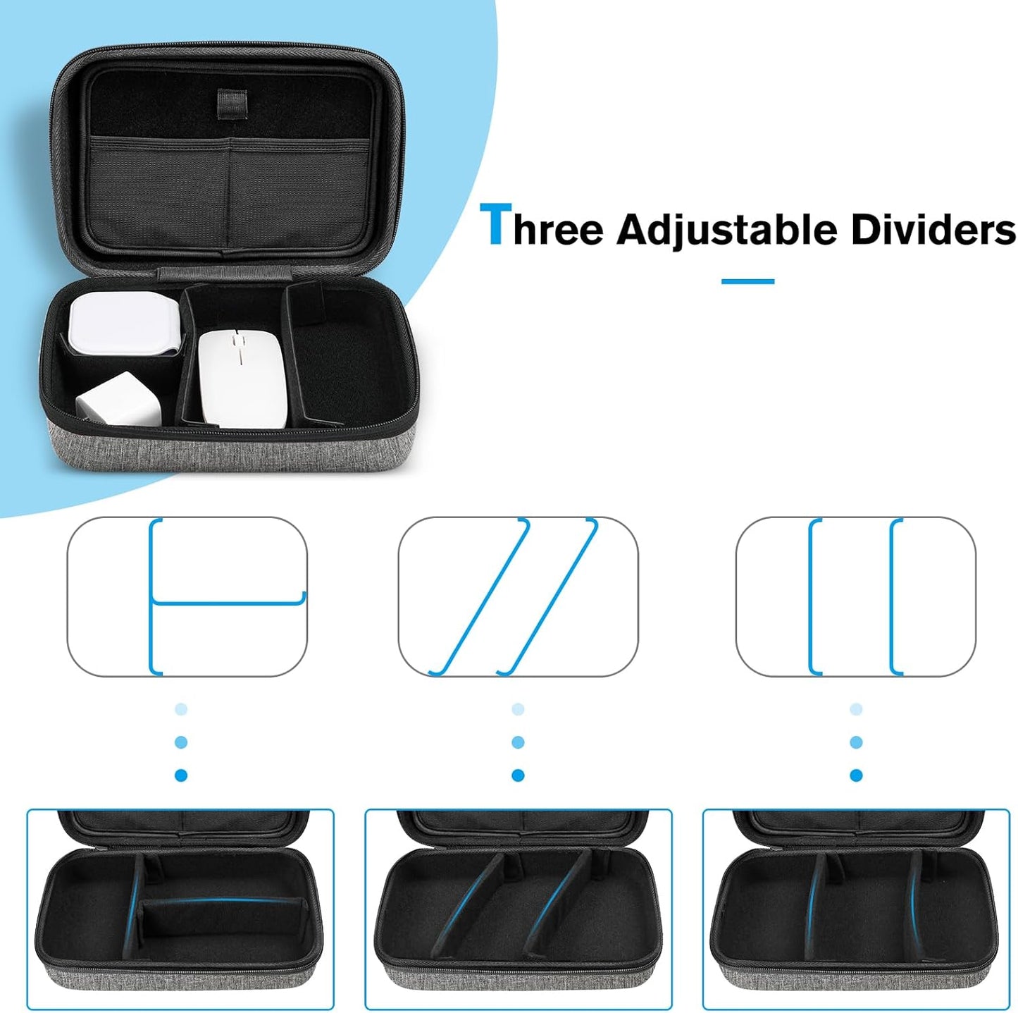 ProCase Hard Travel Electronic Organizer Case for MacBook Power Adapter Chargers Cables Power Bank Apple Magic Mouse Apple Pencil USB Flash Disk SD Card Small Portable Accessories Bag -L, Black