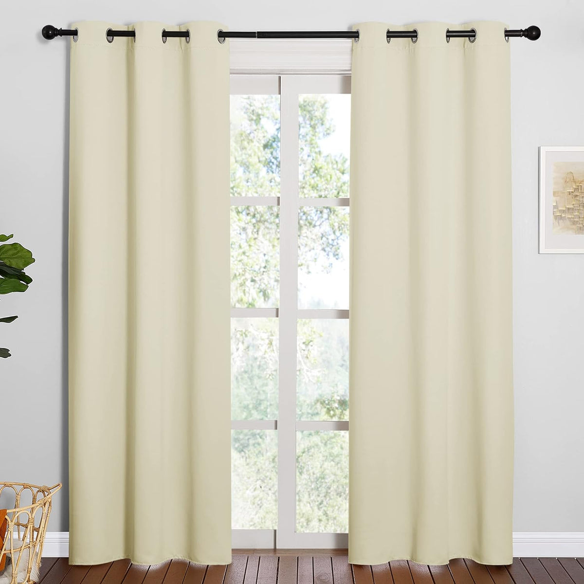 NICETOWN Blackout Curtains 2 Panels for Bedroom- Thermal Insulated Grommet Blackout Curtains 63 Inches Long for Living Room/Kitchen Rideaux occultants (2 Panels, W42 x L63 -Inch,Grey) - PuriLite