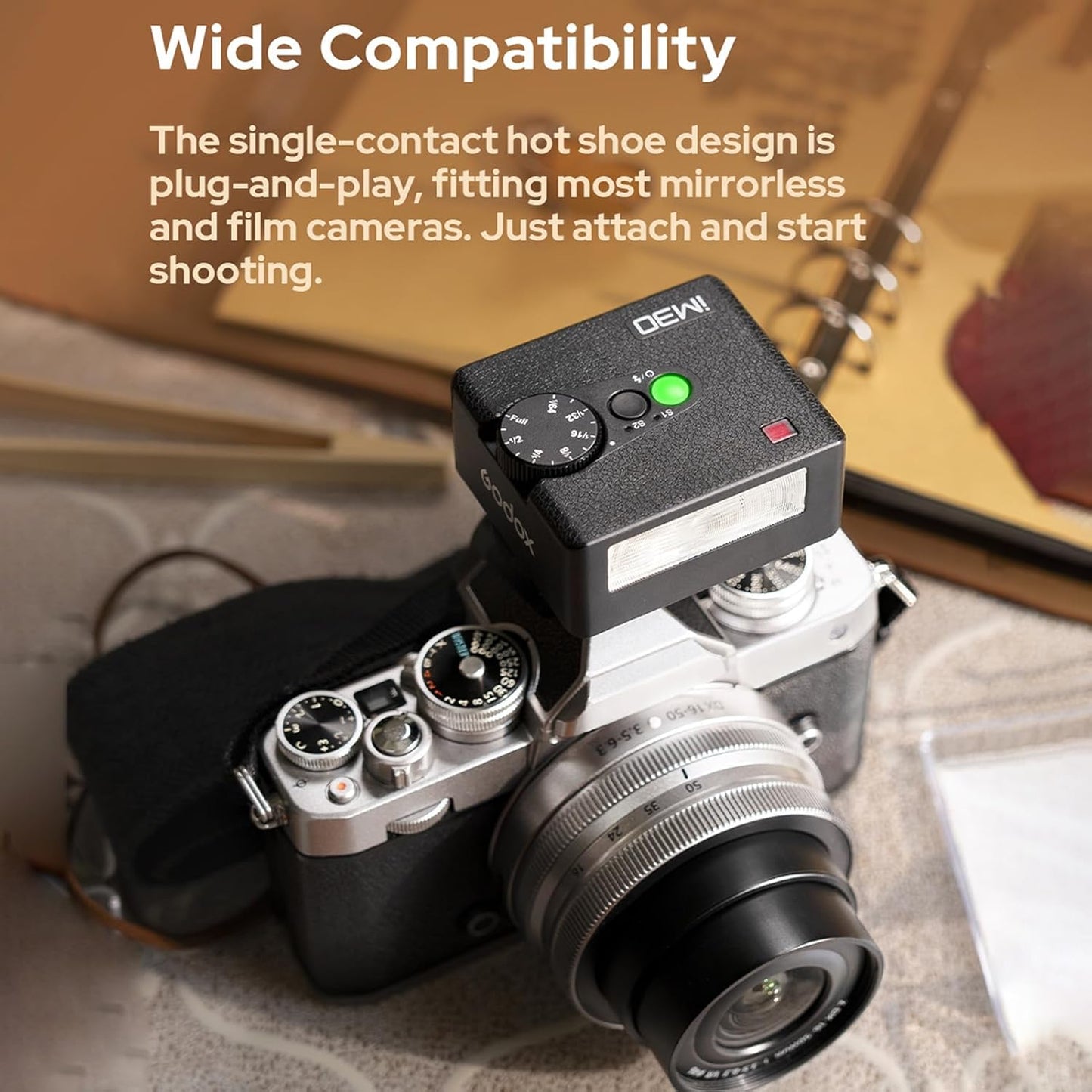 Godox iM20 Mini Flash On-Camera Speedlite with 5 Power Levels, 3s Recycle Time, 440 Full Power Flashes, Built-in Battery Replacement for Canon Nikon Sony Mirrorless Cameras