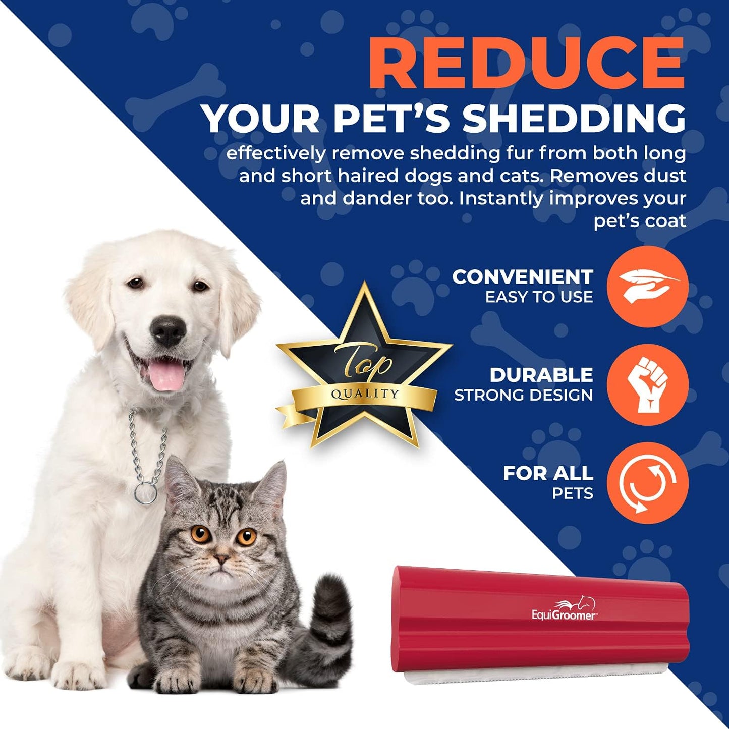 EquiGroomer Deshedding Brush for Dogs and Cats | Undercoat Deshedding Tool for Large and Small Pets | Comb Removes Loose Dirt, Hair and Fur While | Perfect for Short and Long Hair Grooming Shedding