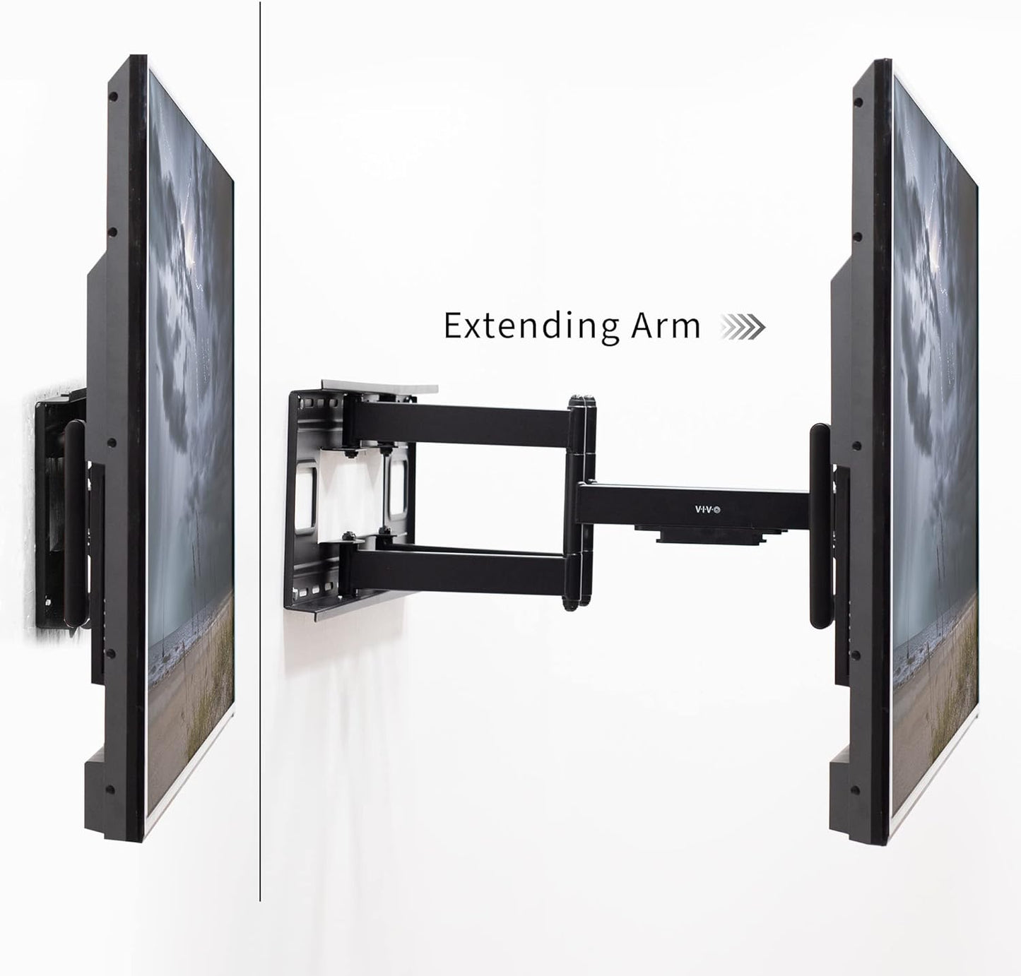 VIVO Heavy Duty 60 to 120 inch Extra Large Screen TV Articulating Wall Mount for LCD LED Flat and Curved Screens, Extended Arm Swivel Mount, Max VESA 900x600mm, Black, MOUNT-VW120M