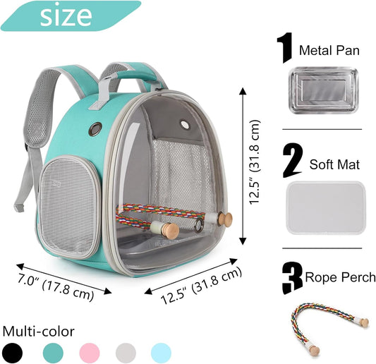 Small Bird Travel Carrier Backpack (Green, Perch & Tray Set)