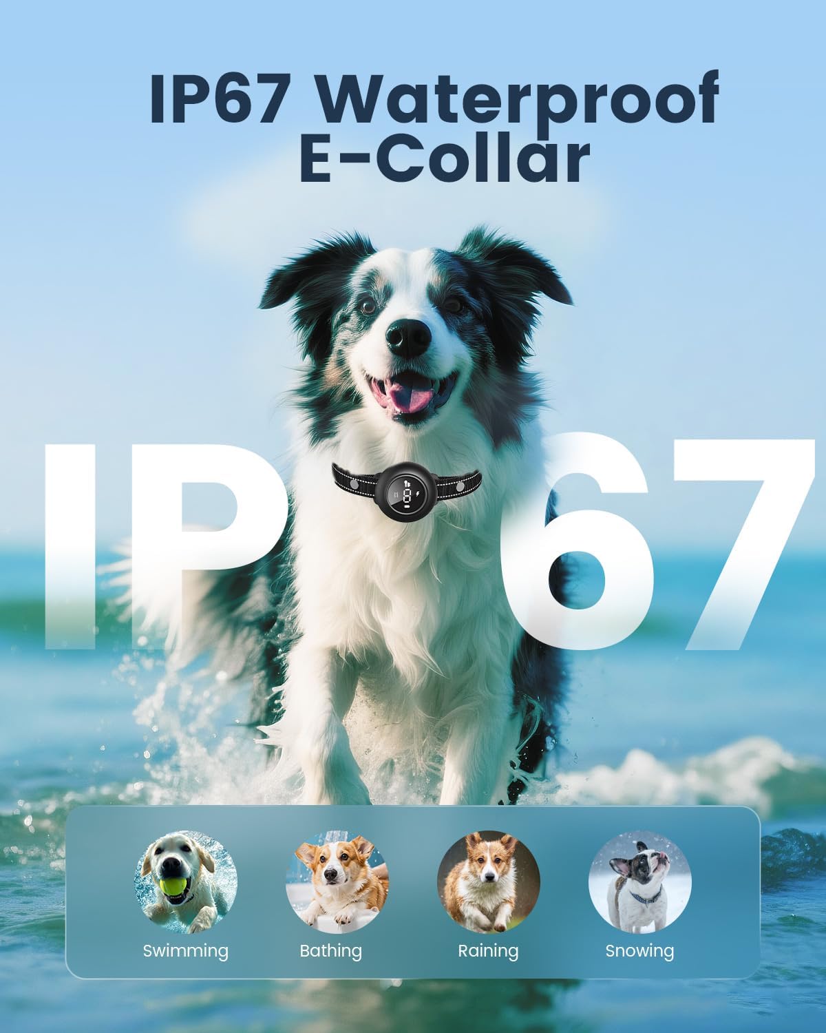 2-in-1 Dog Training Collar with Remote,Smart Anti Barking Device for Dog,Waterproof Dog Collar with 5 Adjustable Sensitivity for All Breeds,Rechargeable