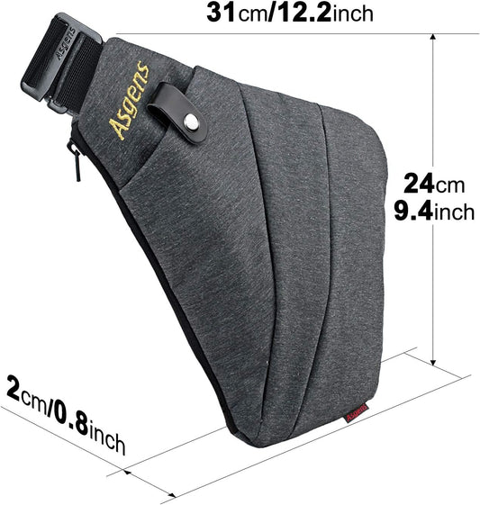 Asgens Anti-theft Hidden Bags Multi-purpose Security Bag Adjustable Underarm Shoulder Armpit Messenger bag Sports Leisure Chest Bag Portable Backpack (Black Right Hand) - PuriLite