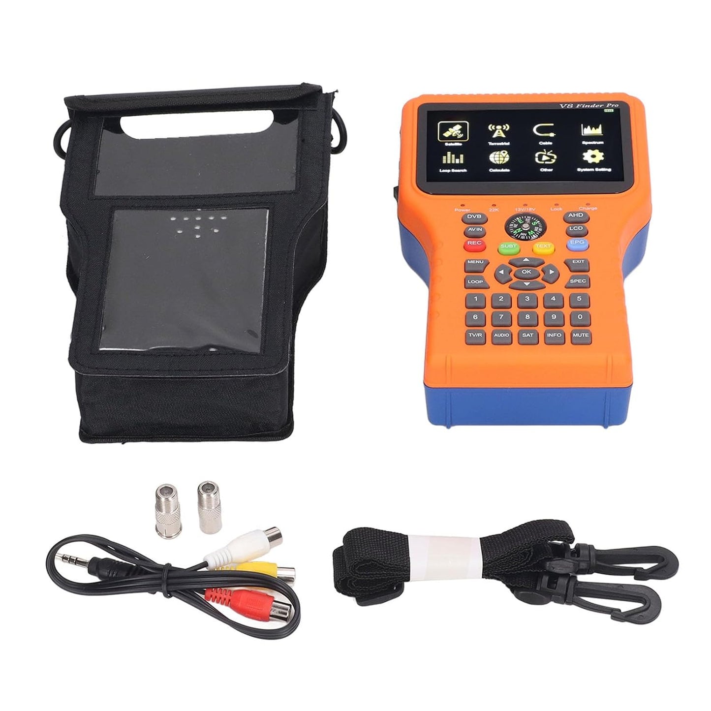 Satellite Finder, V8 Finder PRO FTA DVB S2 S2X Meter Digital Satellite Finder with 4.3inch LCD Screen Compass Function (US Plug)