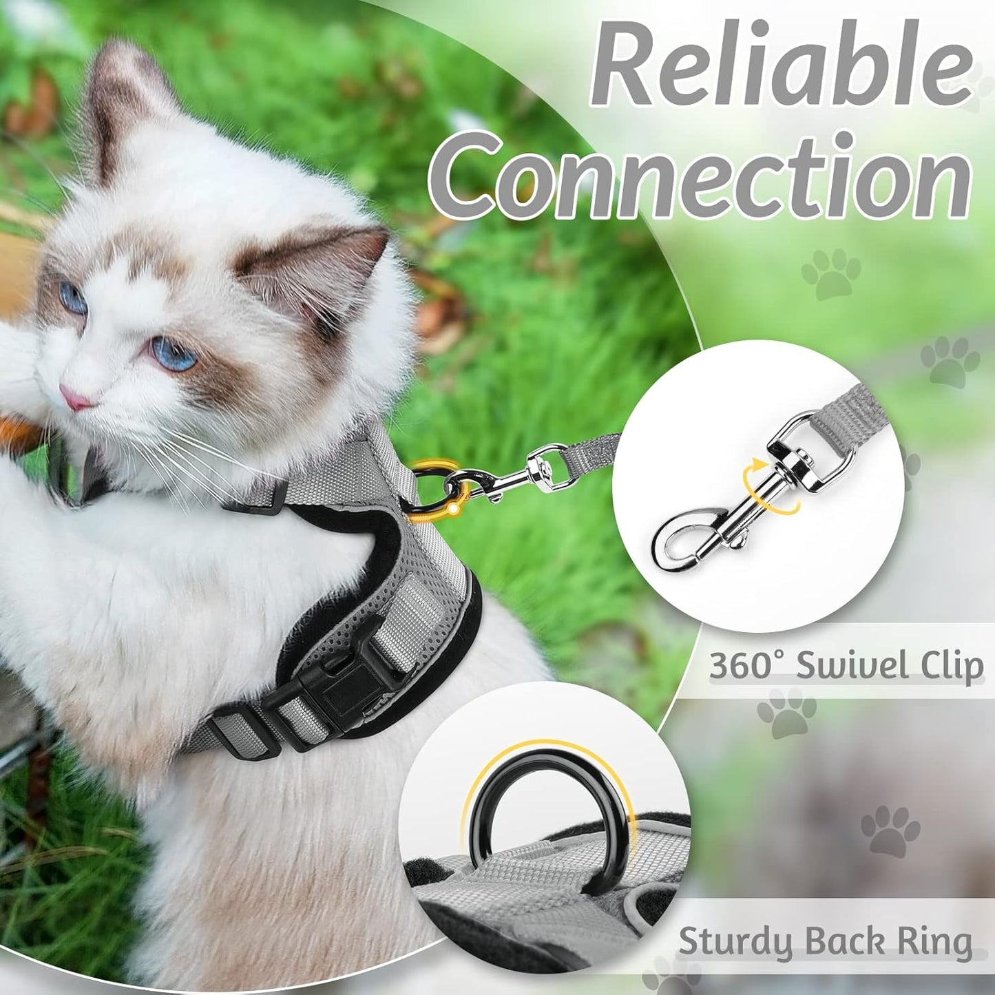 rabbitgoo Cat Harness and Leash for Walking, Escape Proof Soft Adjustable Vest Harnesses for Small Medium Cats, Easy Control Breathable Reflective Strips Jacket, XS, Black