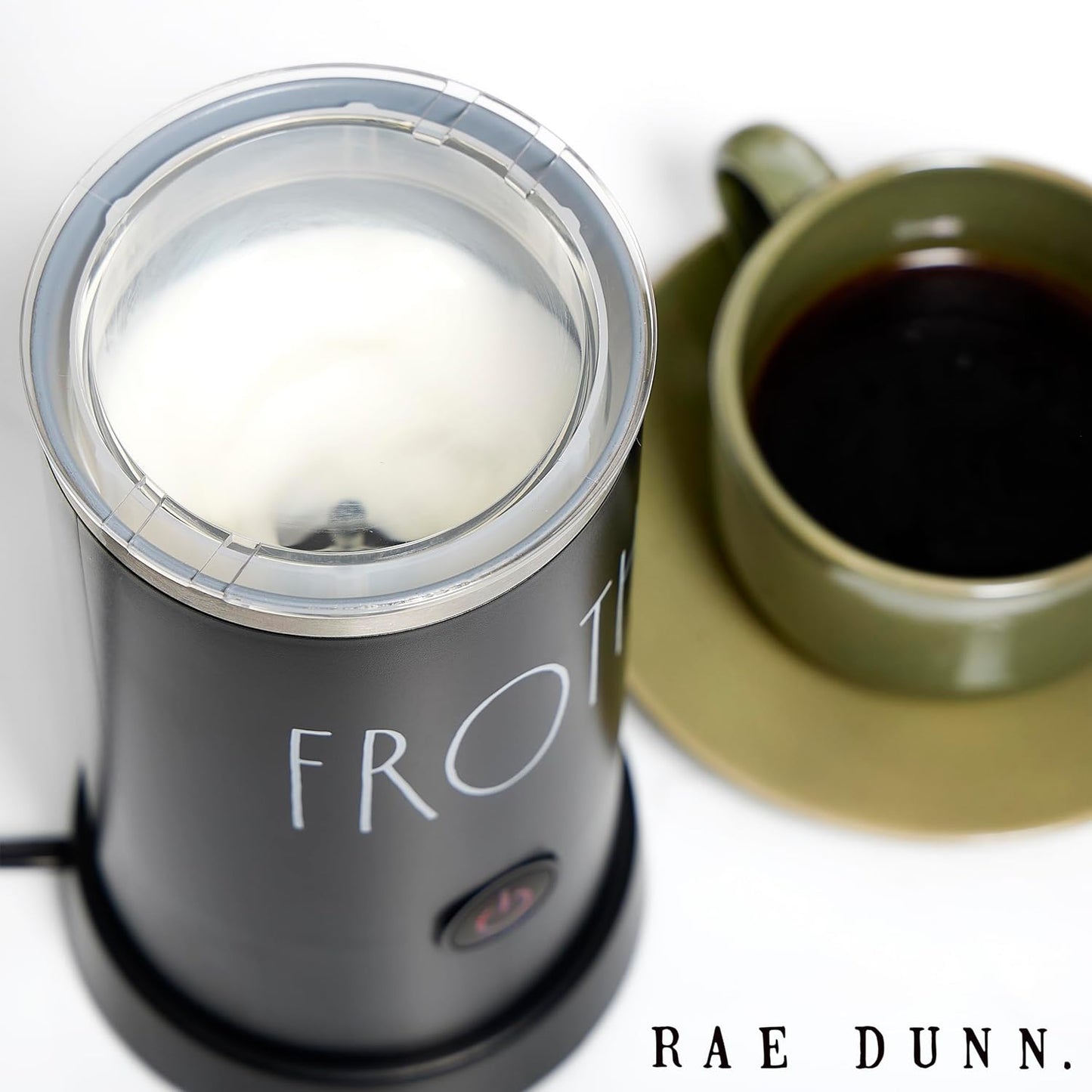 Rae Dunn - Electric Milk Frother - Elegant Automatic Milk Steamer and Frother, Milk Warmer, Hot and Cold Frothing Machine for Coffee, Latte, Cappuccino, Macchiato,