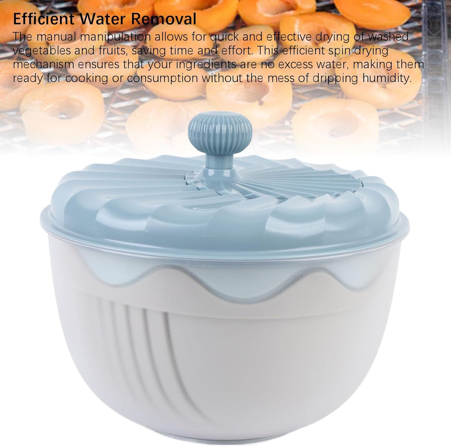 Salad Spinner, Efficient Lettuce Spinner Vegetables Fruits Wash Bowl Quick Drying Multifunctional Green Salad Dryer for Washing and Draining Greens, Fruits (Beige)