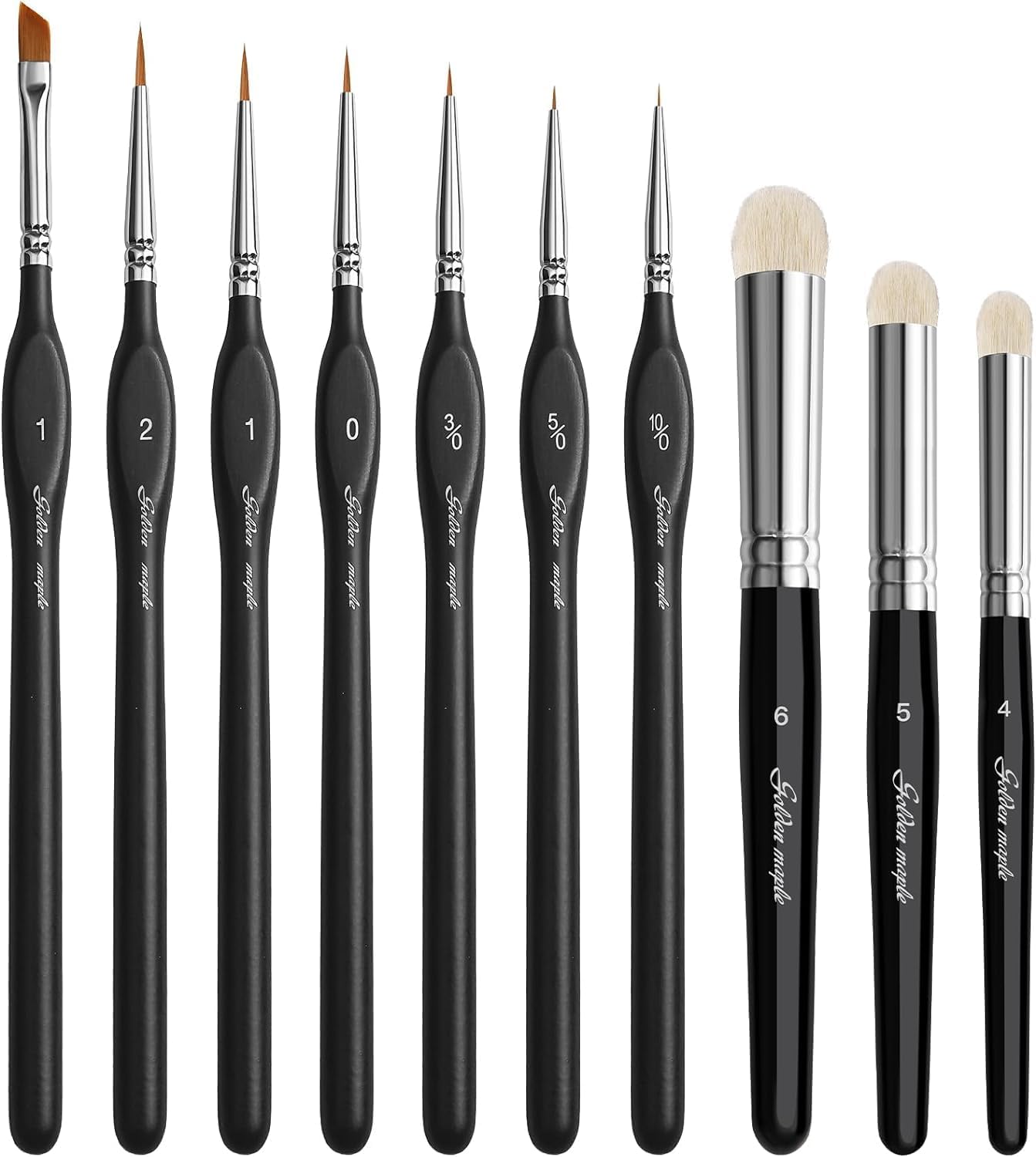 Detail Paint Brushes Set 10pcs Miniature Brushes for Fine Detailing & Art Painting - Acrylic, Watercolor,Oil,Models