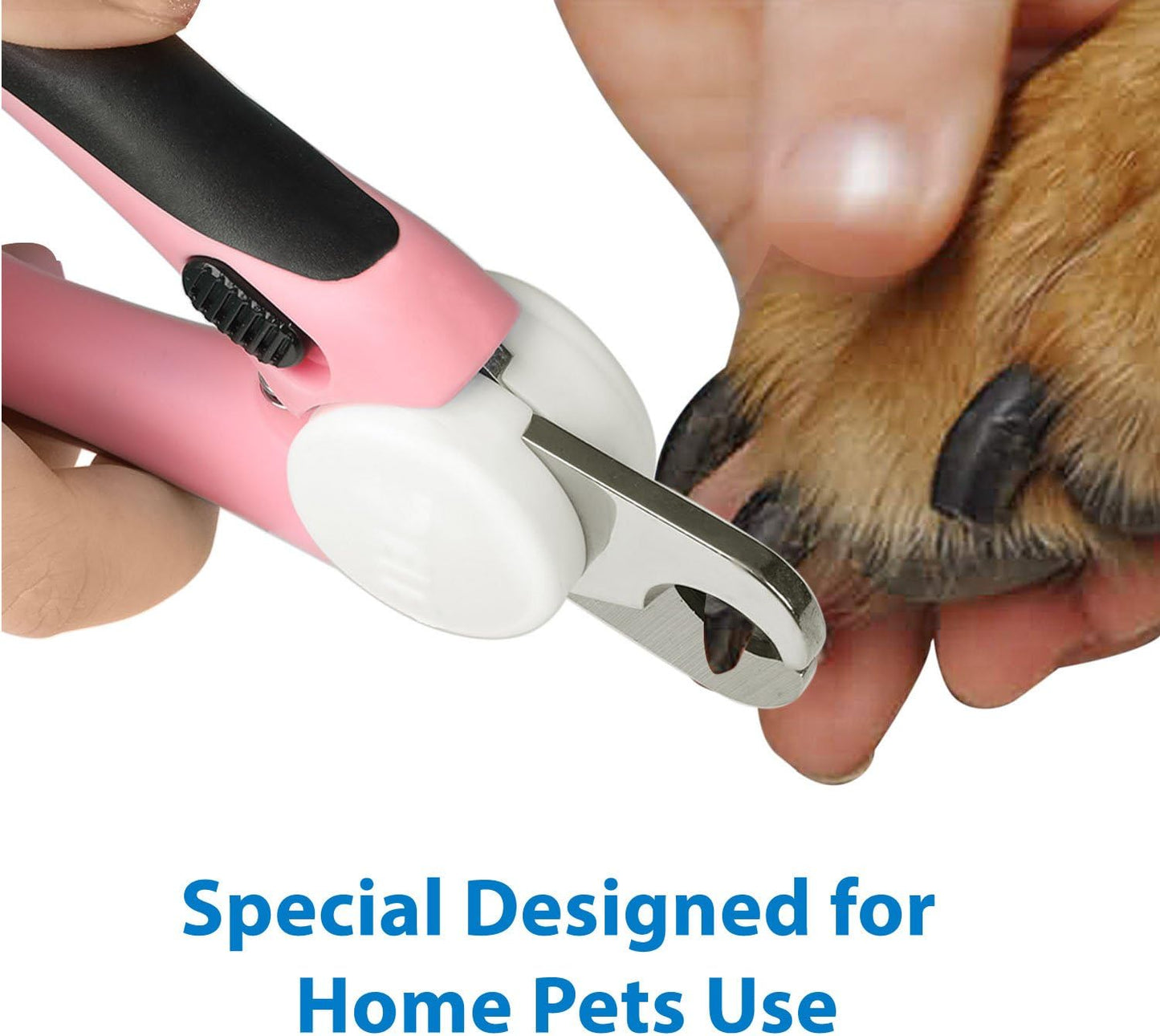 Flexzion Dog Nail Clippers Cat Nail Trimmer, Toe Claw Scissor Grooming Tool with Stainless Steel Blades, File Easy Grip Handle Safety Guard Avoid Overcutting for Small Medium Large Breed Puppy, Pink