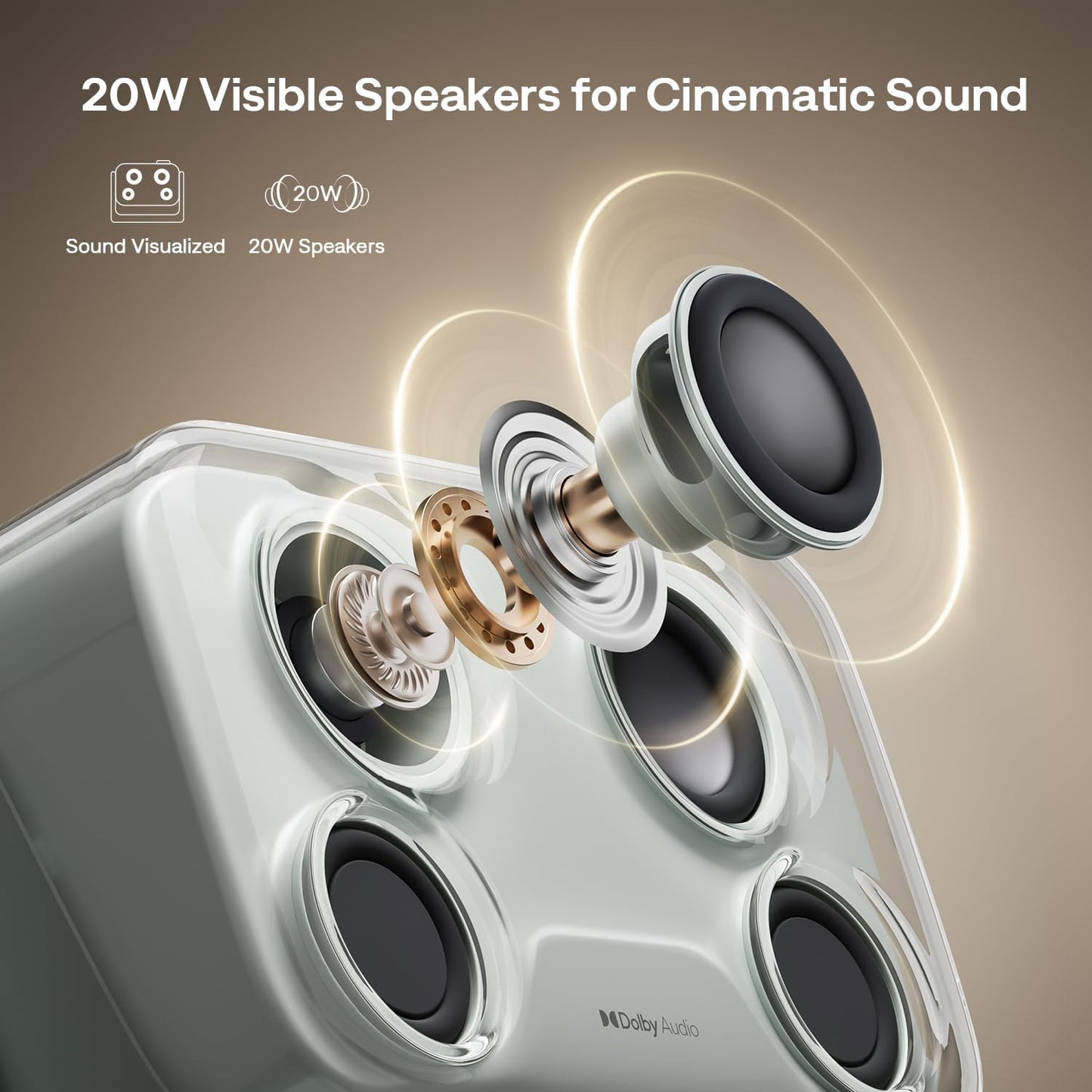 Aurzen Boom mini Google TV 4K Supported Smart Projector with WiFi and Bluetooth, Outdoor & Home Movie Projector with 20W Speakers DoIby Audio, Real-Time Focus & Keystone, 500 ANSI Lumens, Black