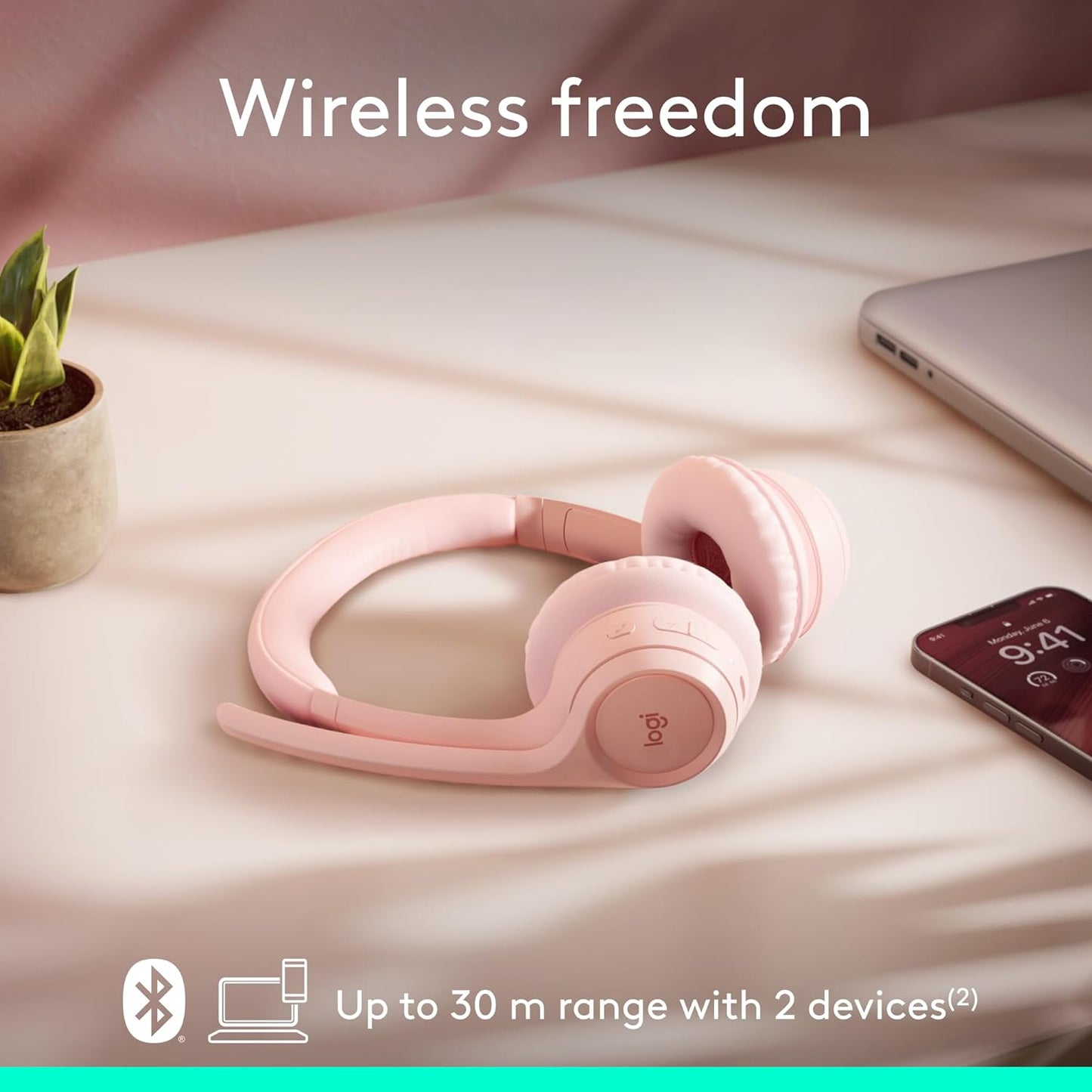 Logitech Zone 301 Wireless Bluetooth Headset with Noise-Canceling Microphone, Compatible with Windows, Mac, Chrome, Linux, iOS, iPadOS, Android – Graphite