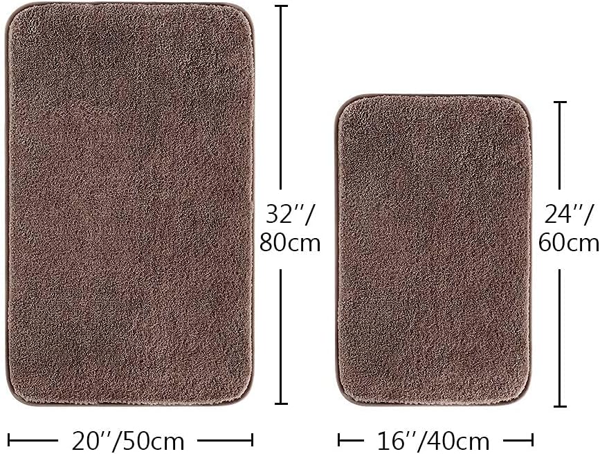 Bathroom Rugs Set 2 Pieces - Bath Rugs Ultra Soft Absorbent Non-Slip Fluffy Thick Microfiber Cozy Bath Mats Set for Tub Shower Bathroom Floors Accessories, 20"x32" & 16"x24" Set of 2 (Beige)