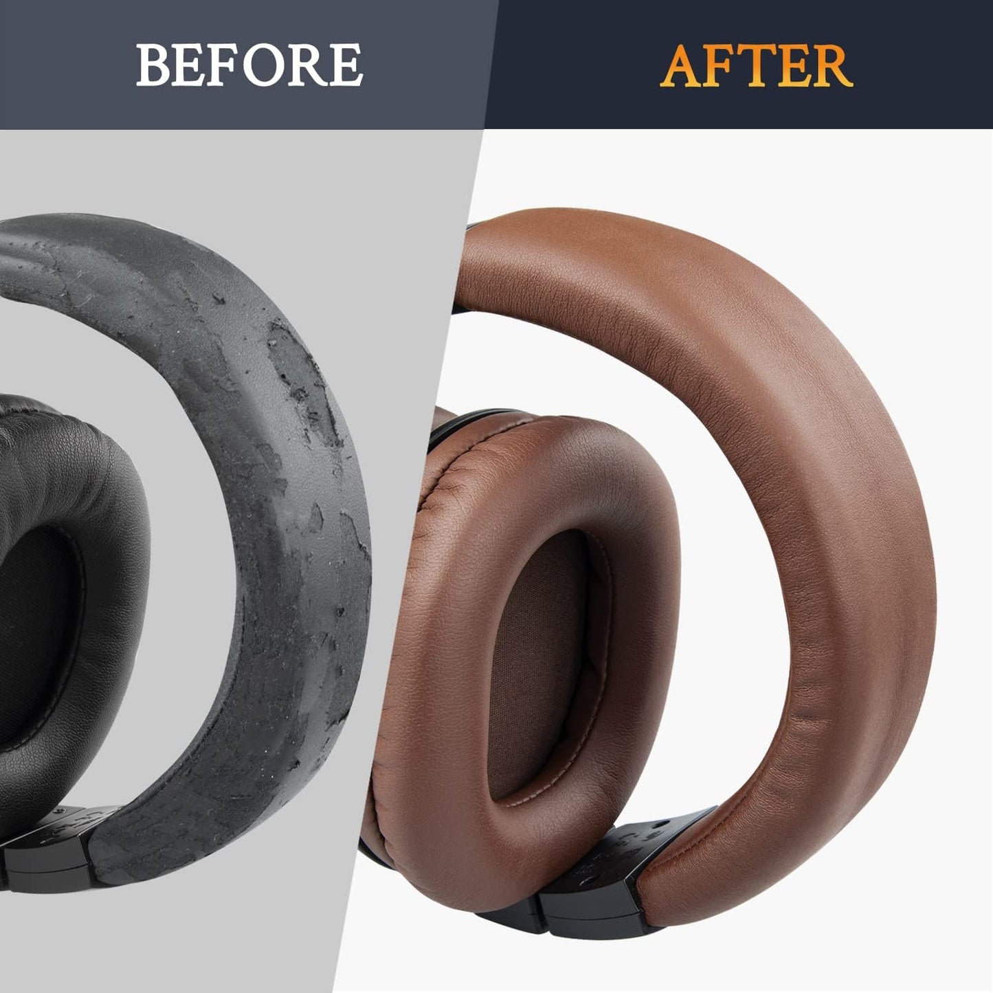SOULWIT Protein Leather Headband Cover for Audio Technica ATH M50, M50X, M50XWH, M50XBT, M50XBT2, M50S/LE, M50xSTS Headphones, Replacement Headstrap Pad Repair Part (Black)