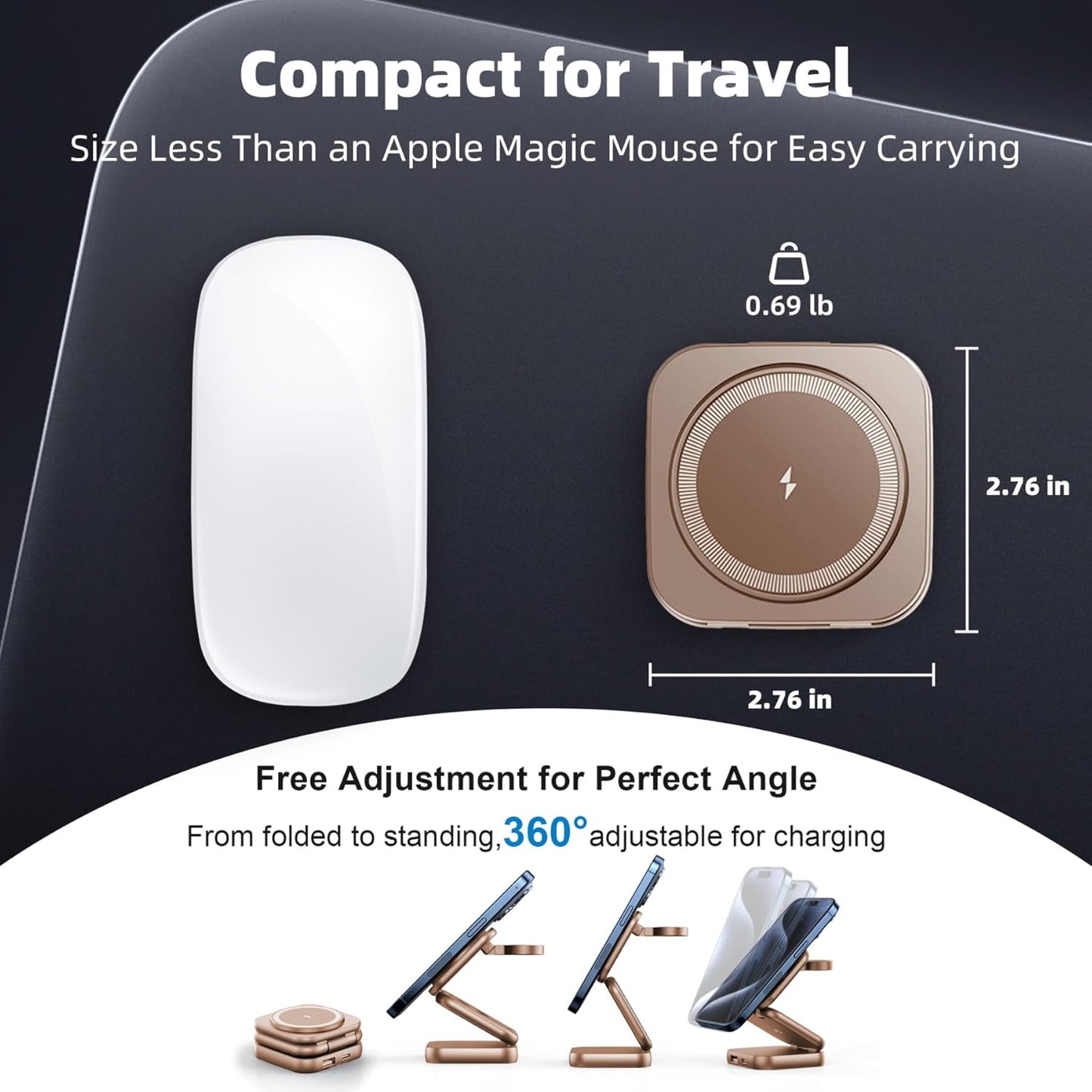 5-in-1 Wireless Charger for Magsafe, AC ISLAND Aluminum Travel Charging Station for Apple, 15W Snap Magnetic Multi Charging Stand Dock for iPhone 16/15/14/13 Apple Watch AirPods (with 35W GaN Adapter)