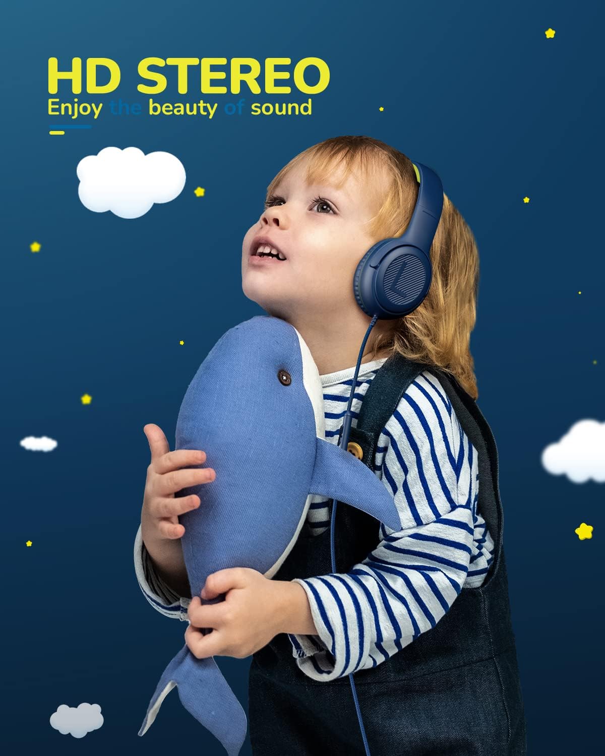 awatrue Kids Headphones with Microphone, Wired Headphones for Kids 85/94dB Safe Volume Limit, Over Ear Headsets, Boys Girls Childrens Headphones for School/Travel/Fire Tablet/BlueOrange