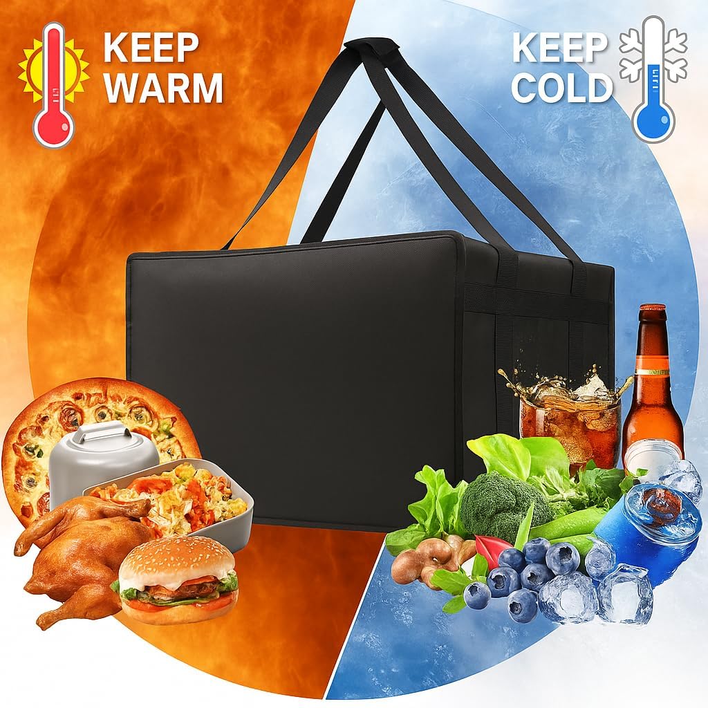 Purilite Select™ Insulated Food Delivery Bag – Extra Large Thermal Carrier for Hot & Cold Food Transport