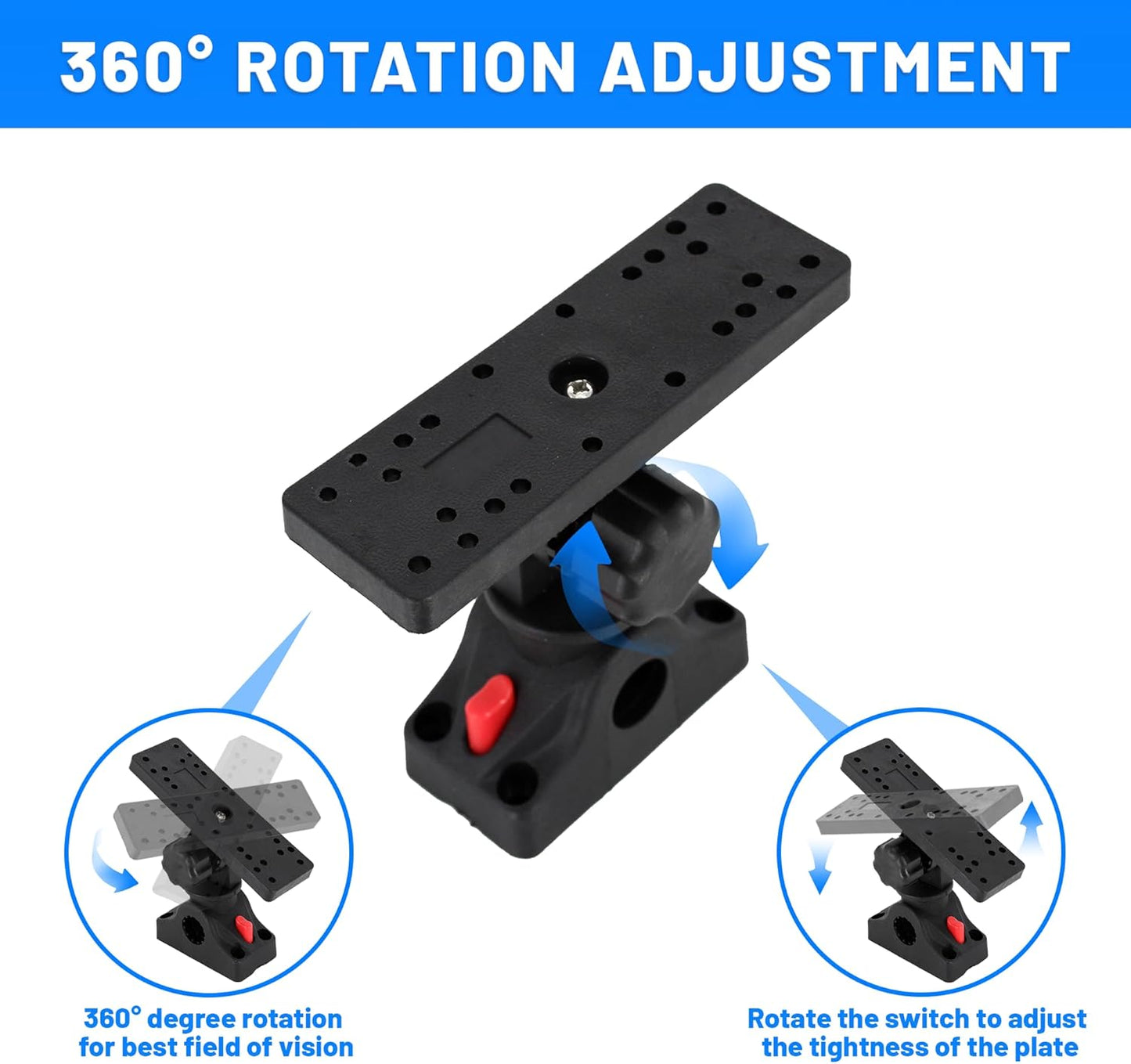 Xproutdoor Fish Finder Mounts for Boat, 360° Adjustable Fish Finder Mounting Brackets, Depth Finders Mount, Universal Marine Electronics Mounting Plate for Boat, Canoe, Kayak