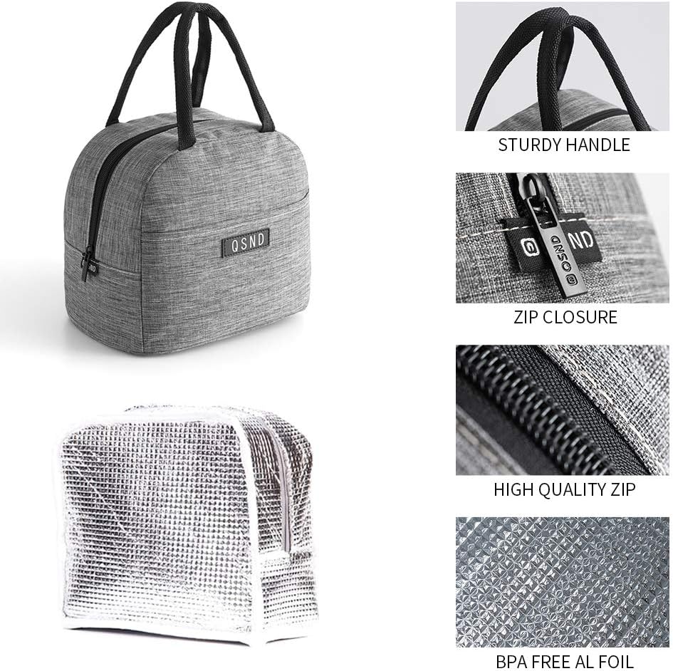 HiPretty 2 Pack Lunch Bags, Insulated Tote Boys Girls Lunch Box, Freezable Leakproof Lunch Bag for Women Men and Kids (Gray, Green)