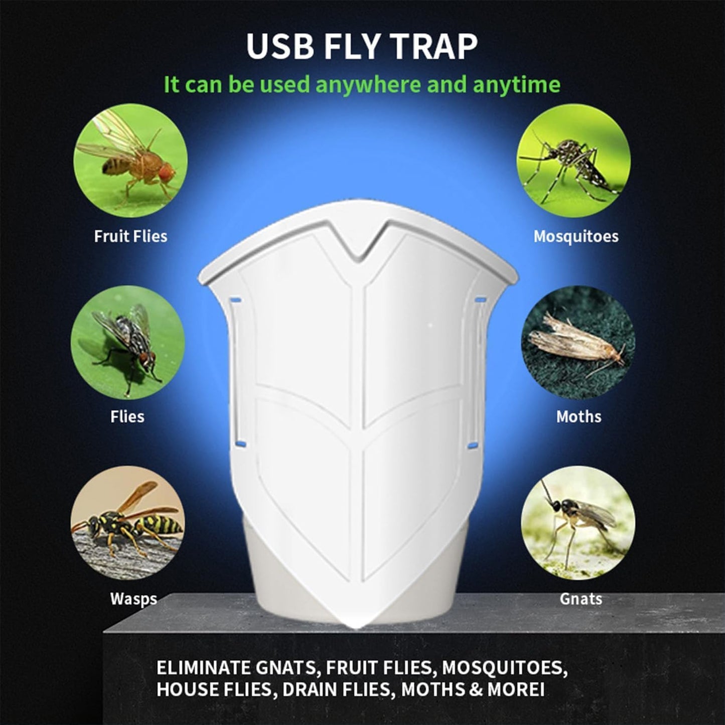 Flying Insect Trap, Fly Trap Captures Houseflies, Fruit Flies, and Gnats (White 2 Device + 8 Refills)