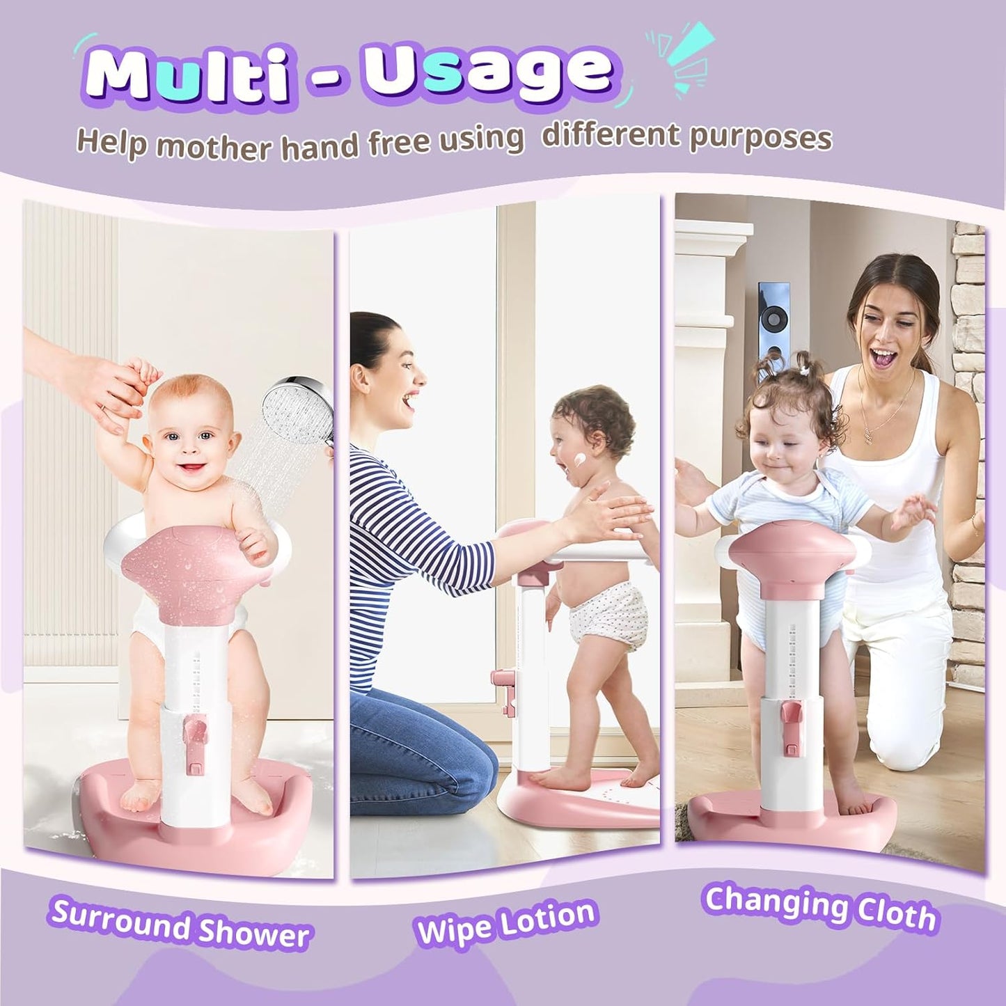COOSEYA ® Baby Bathtub With Shower Stand Support|Anti-Pinch Soporte para Bañera de Bebé Adjustable Baby Shower Tower, Smart Water Flow Hug Tower for 6-36 Months, Ideal baby shower gifts