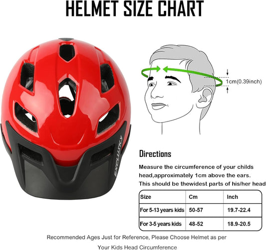 Kids Helmet Exclusky Bike Helmet Kids Adjustable Boys Bike Helmet Age 5-13 Lightweight Girls Bicycle Helmet Childs Cycle Cycling Helmet 50-57cm - PuriLite