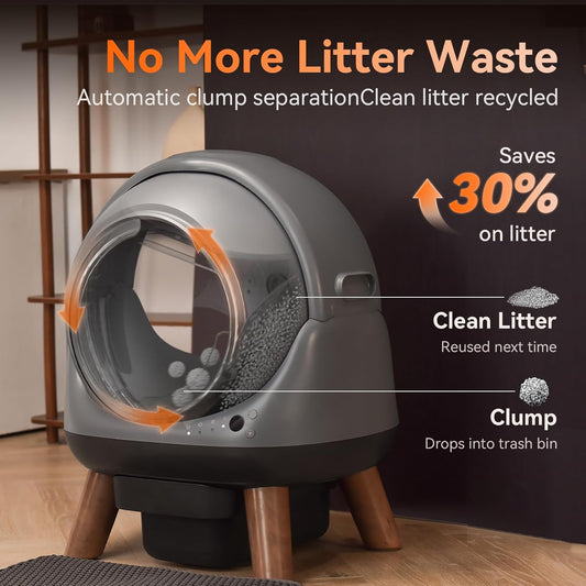 Coziley G1 Self Cleaning Litter Box, Automatic Cat Litter Box, Self-Cleaning Robot with Smart APP Control and Health Monitoring, Includes 2 Roll Trash Bag and Litter Mat - PuriLite