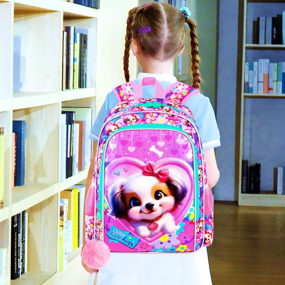 3pcs Backpack for Boys and Girls, 16” Kids Kindergarten Bookbag with Lunch Box, Cute Elementary Backpacks for Boy Girl