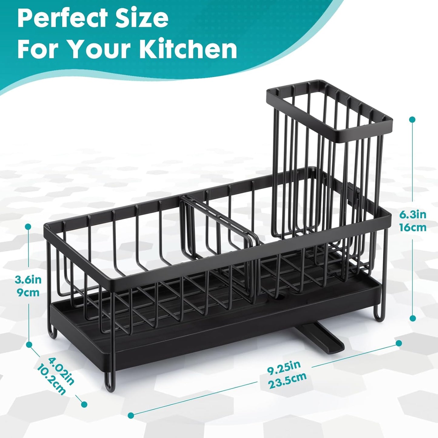 Sinnsally Kitchen Sink Caddy Organizer – Stainless Steel Sponge, Soap & Brush Holder – Rotatable, Multi-Compartment Countertop Organizer for Kitchen, Bathroom & Workspace - PuriLite