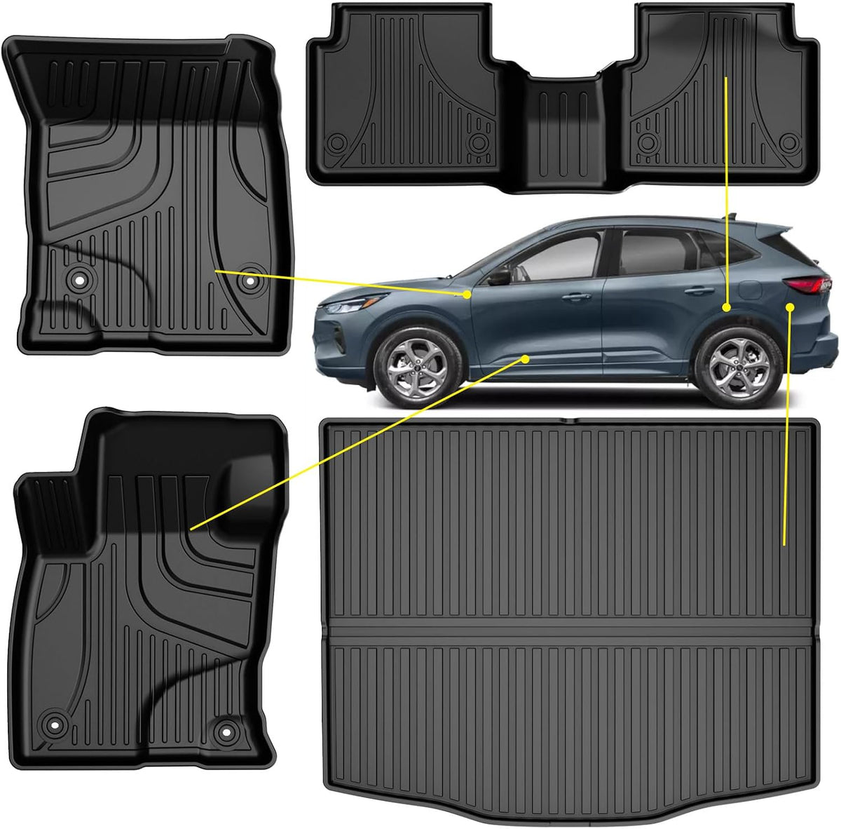 AOMSAZTO Floor Mats & Trunk Mat for 2024 2025 Chevy Equinox EV (Non Fuel),TPE All Weather Protection 2 Rows Car Floor Liners with Cargo Liner for Chevrolet Equinox EV (Non Fuel) - PuriLite