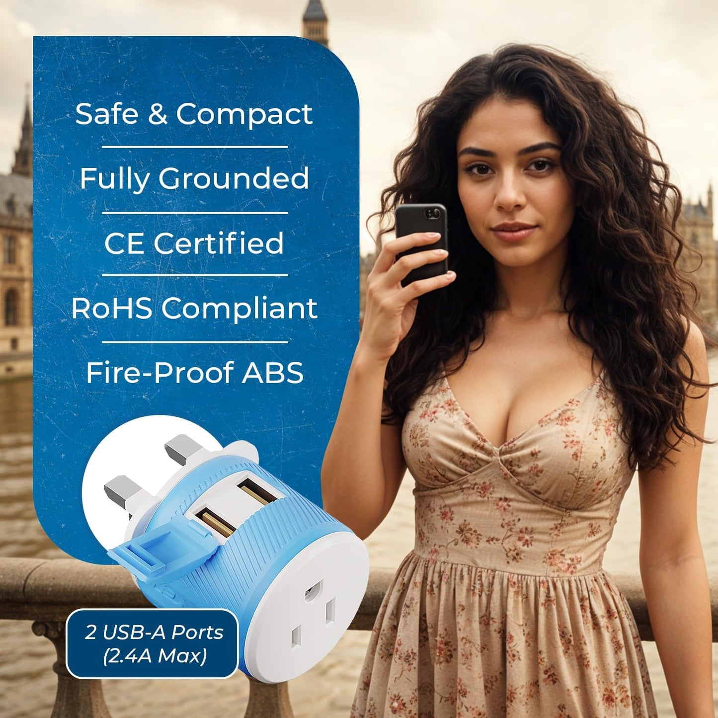 OREI South Africa, Botswana, Namibia Travel Plug Adapter with Dual USB - USA Input - Type M (U2U-10L), Will work with Cell Phones, Camera, Laptop, Tablets, iPad, iPhone
